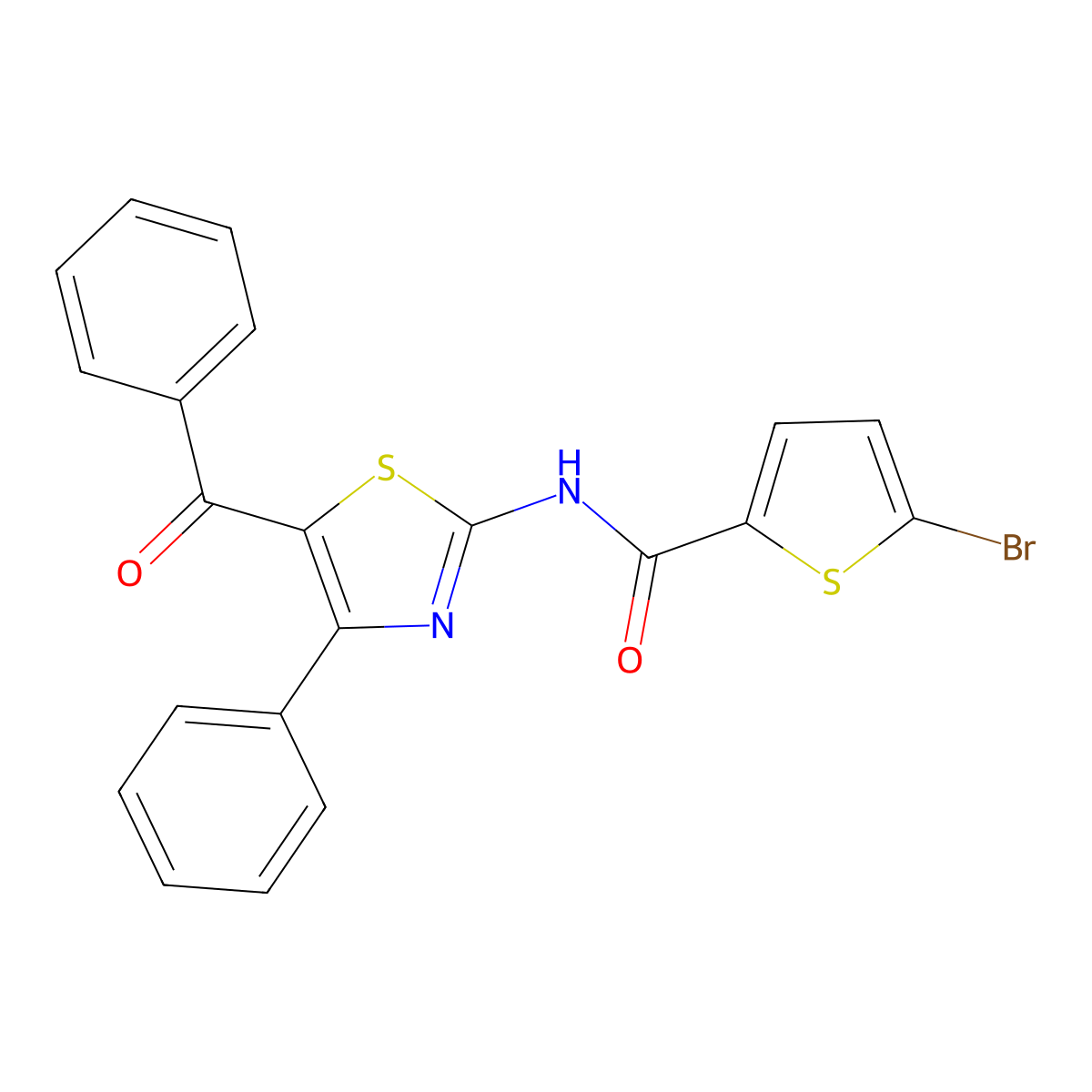 N-(5-benzoyl-4-phenyl-1,3-thiazol-2-yl)-5-bromothiophene-2-carboxamide molecular structure, CAS 391223-90-8