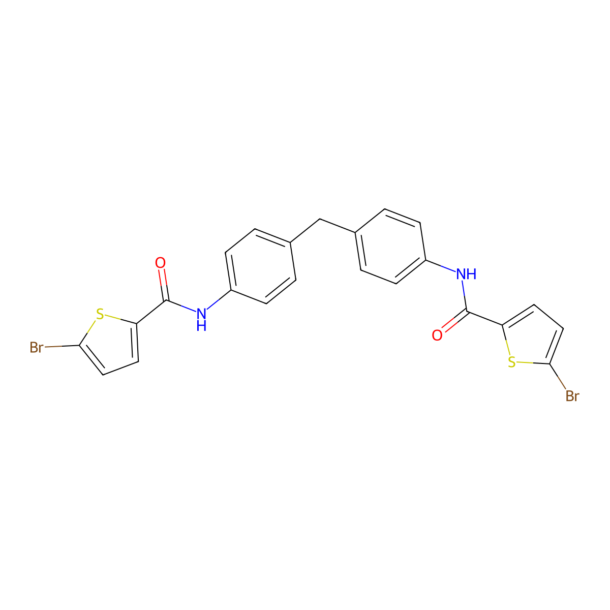 N,N'-(methylenebis(4,1-phenylene))bis(5-bromothiophene-2-carboxamide) molecular structure, CAS 391224-10-5