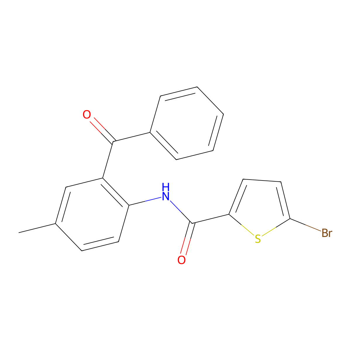 N-(2-benzoyl-4-methylphenyl)-5-bromothiophene-2-carboxamide molecular structure, CAS 391224-18-3