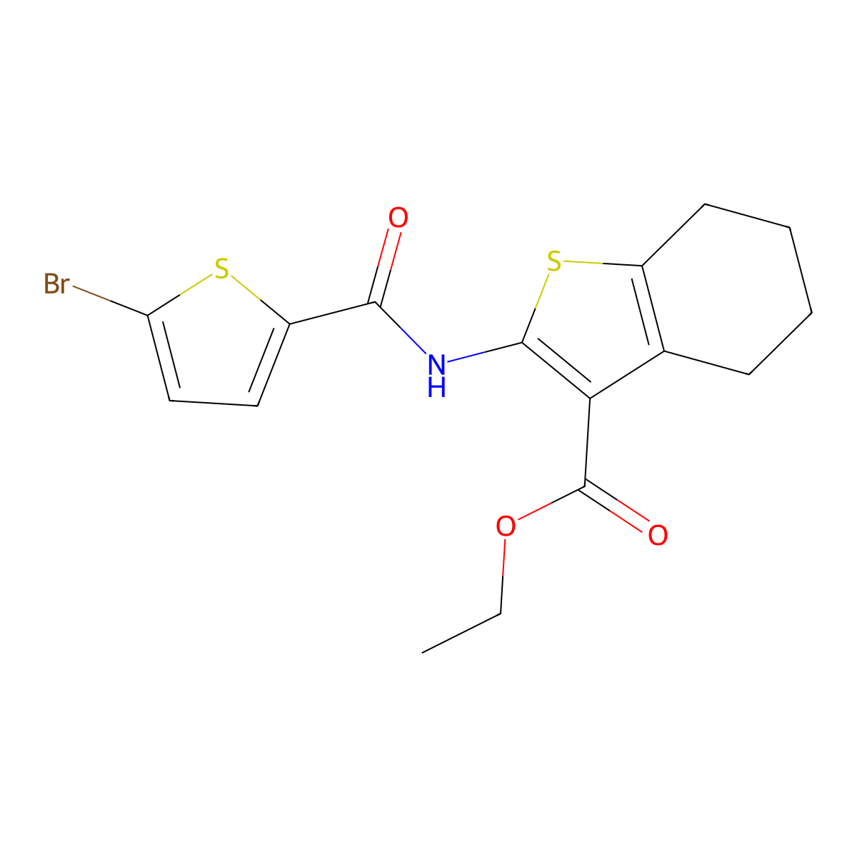 Ethyl 2-(5-bromothiophene-2-carboxamido)-4,5,6,7-tetrahydrobenzo[b]thiophene-3-carboxylate molecular structure, CAS 391224-22-9
