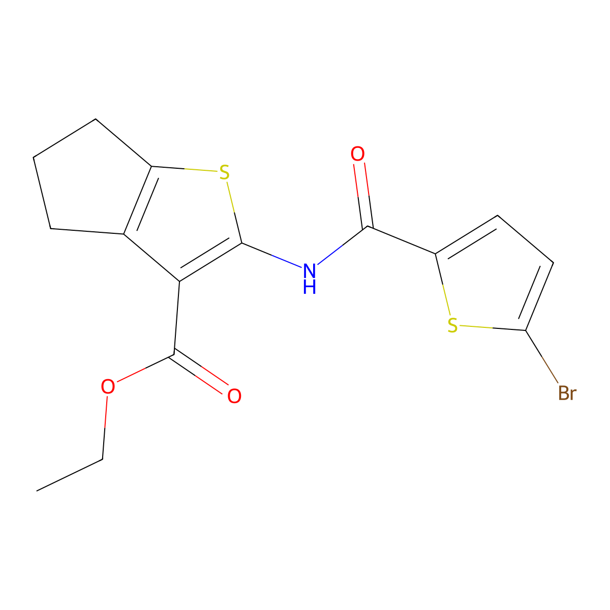 ethyl 2-(5-bromothiophene-2-carboxamido)-5,6-dihydro-4H-cyclopenta[b]thiophene-3-carboxylate molecular structure, CAS 391224-24-1