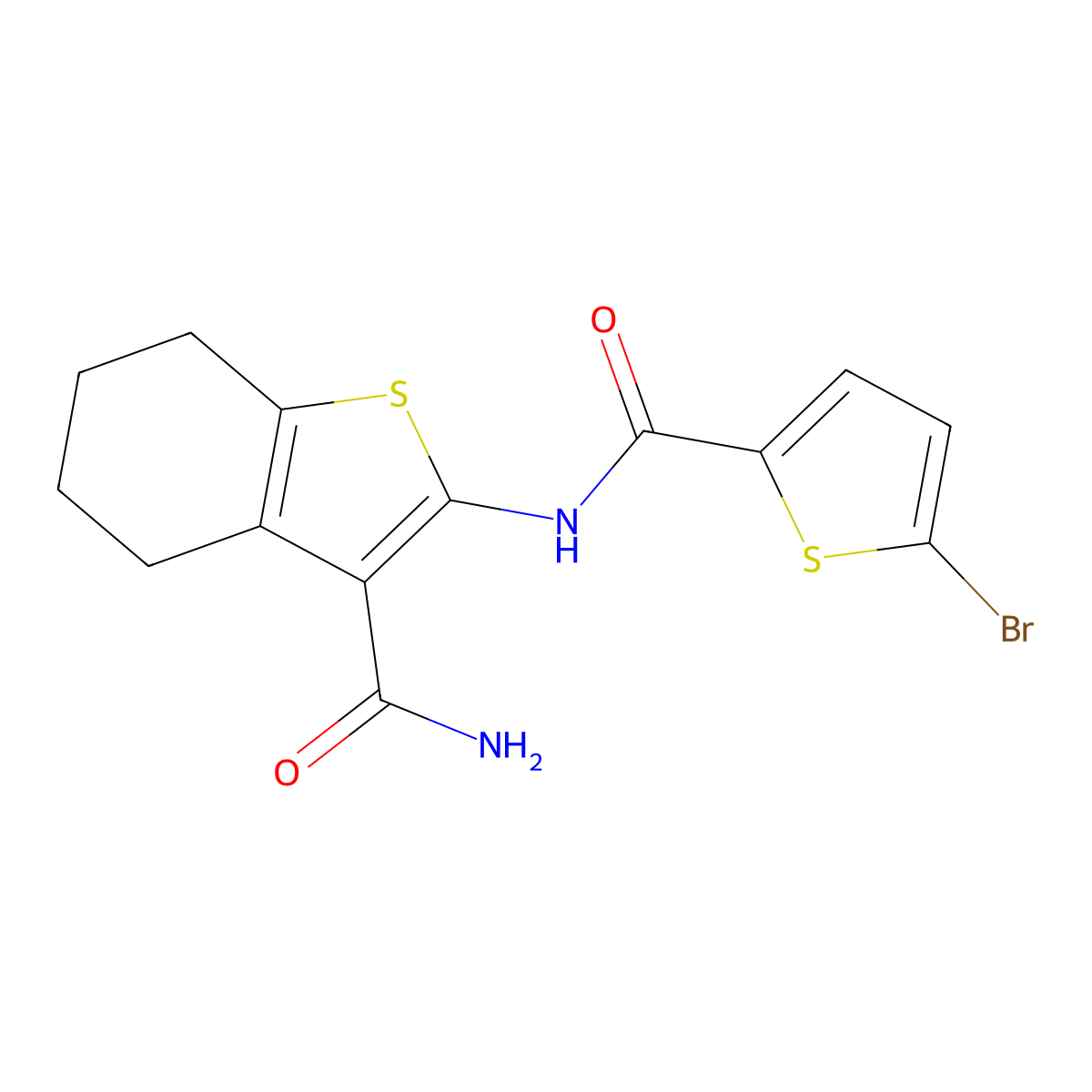 2-(5-Bromothiophene-2-carboxamido)-4,5,6,7-tetrahydrobenzo[b]thiophene-3-carboxamide molecular structure, CAS 391224-27-4