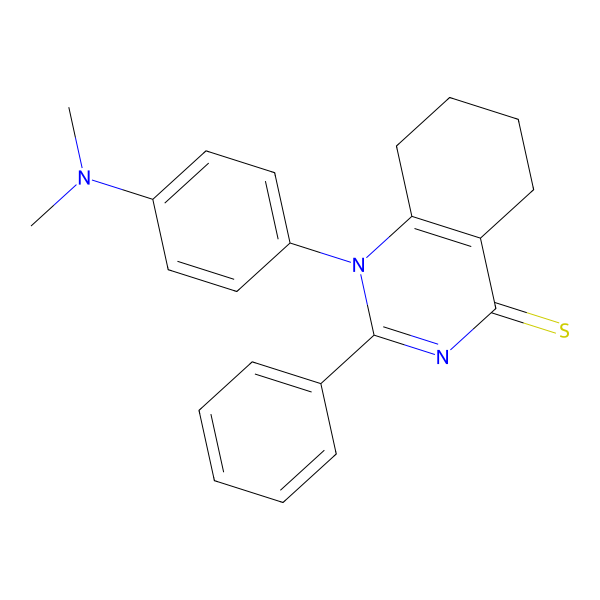1-(4-(dimethylamino)phenyl)-2-phenyl-5,6,7,8-tetrahydroquinazoline-4(1H)-thione molecular structure, CAS 391224-32-1