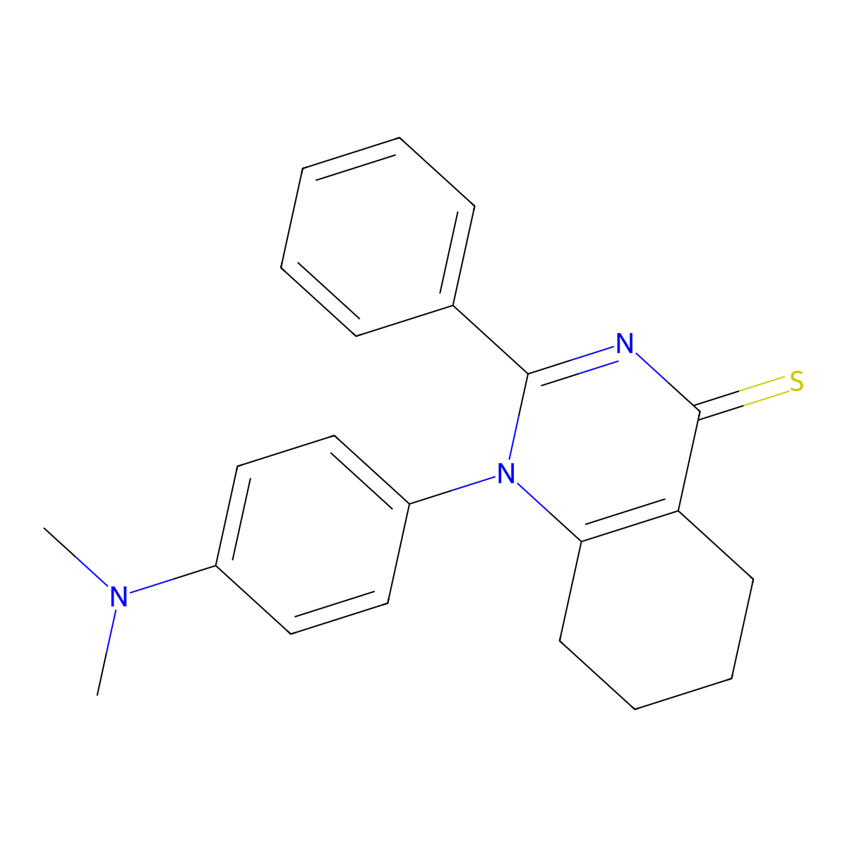 1-(4-(dimethylamino)phenyl)-2-phenyl-5,6,7,8-tetrahydroquinazoline-4(1H)-thione molecular structure, CAS 391224-32-1