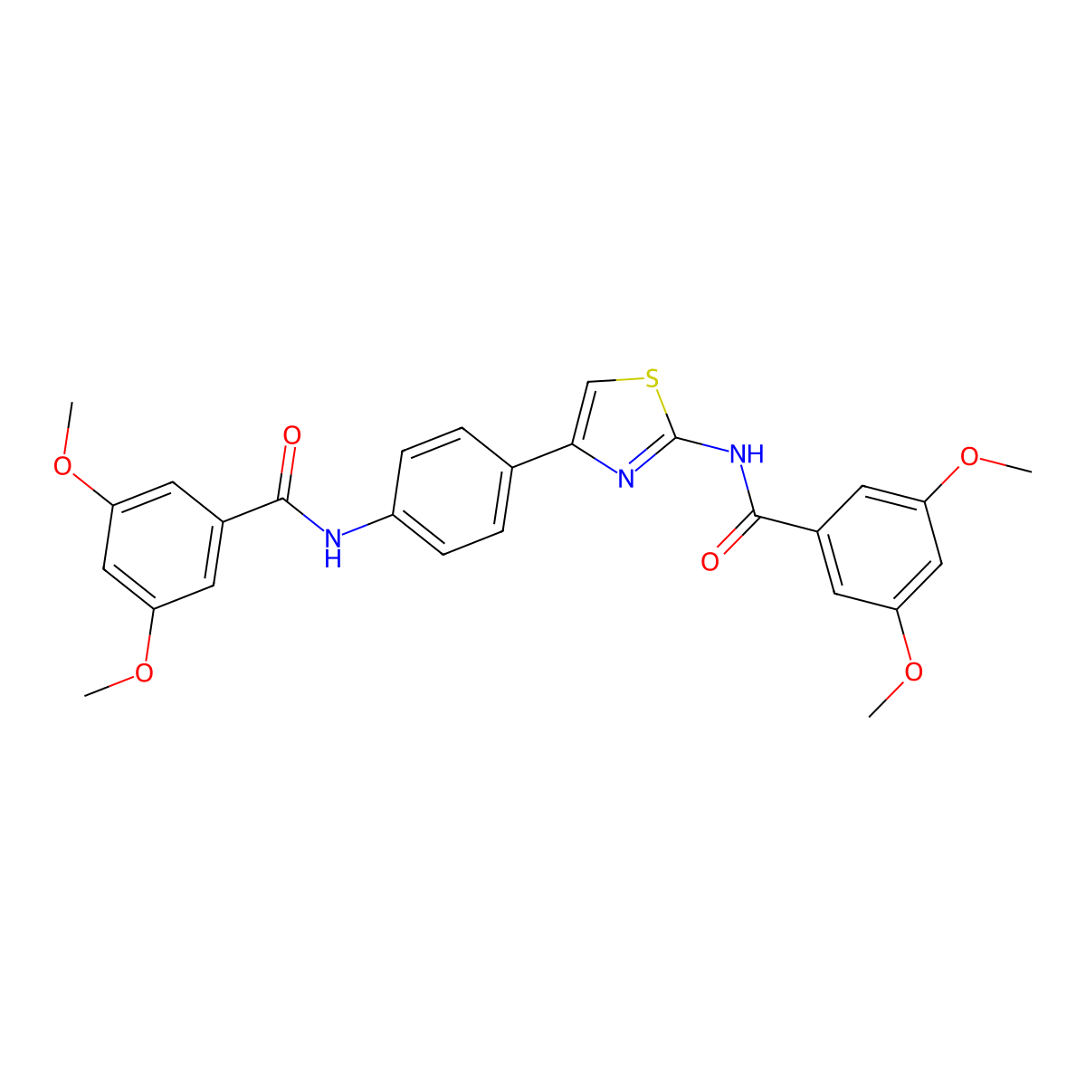 N-(4-(4-(3,5-dimethoxybenzamido)phenyl)thiazol-2-yl)-3,5-dimethoxybenzamide molecular structure, CAS 391225-27-7