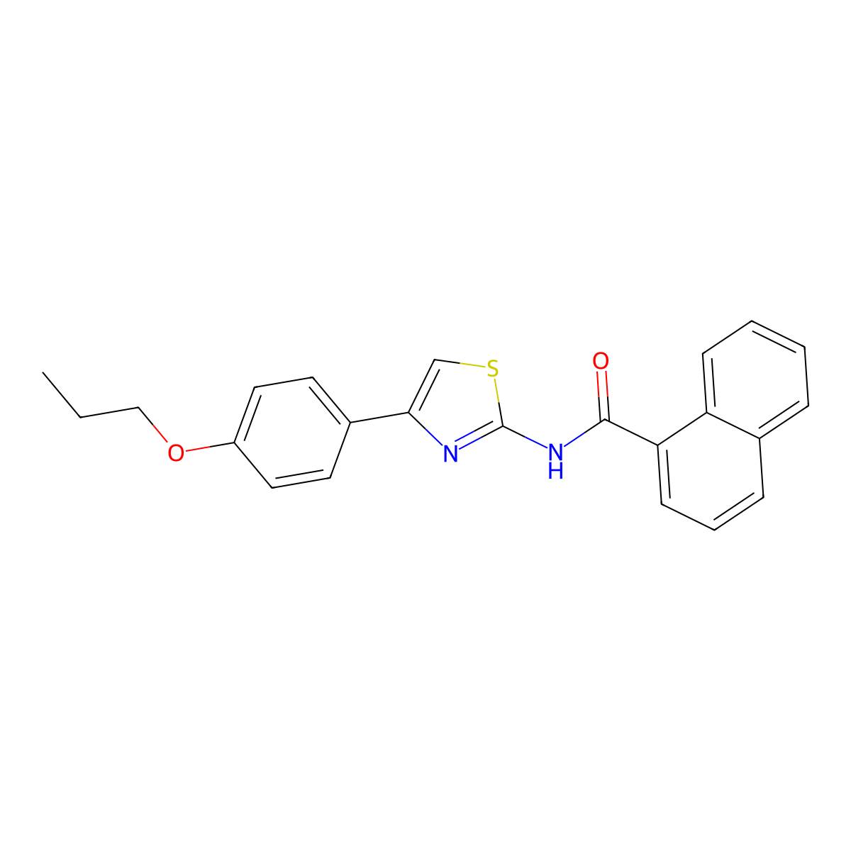 N-[4-(4-propoxyphenyl)-1,3-thiazol-2-yl]naphthalene-1-carboxamide molecular structure, CAS 391225-29-9