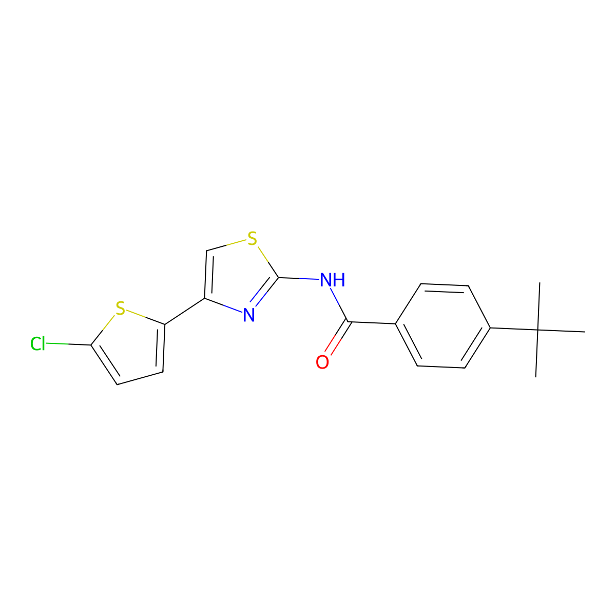 4-tert-butyl-N-[4-(5-chlorothiophen-2-yl)-1,3-thiazol-2-yl]benzamide molecular structure, CAS 391225-34-6