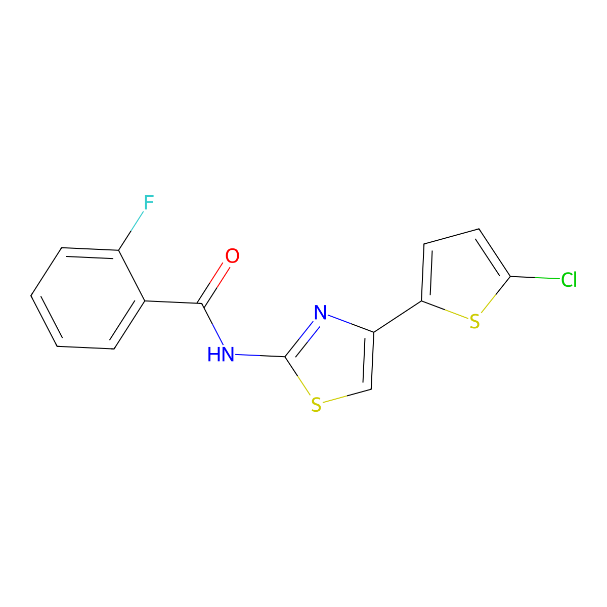 N-[4-(5-chlorothiophen-2-yl)-1,3-thiazol-2-yl]-2-fluorobenzamide molecular structure, CAS 391225-37-9