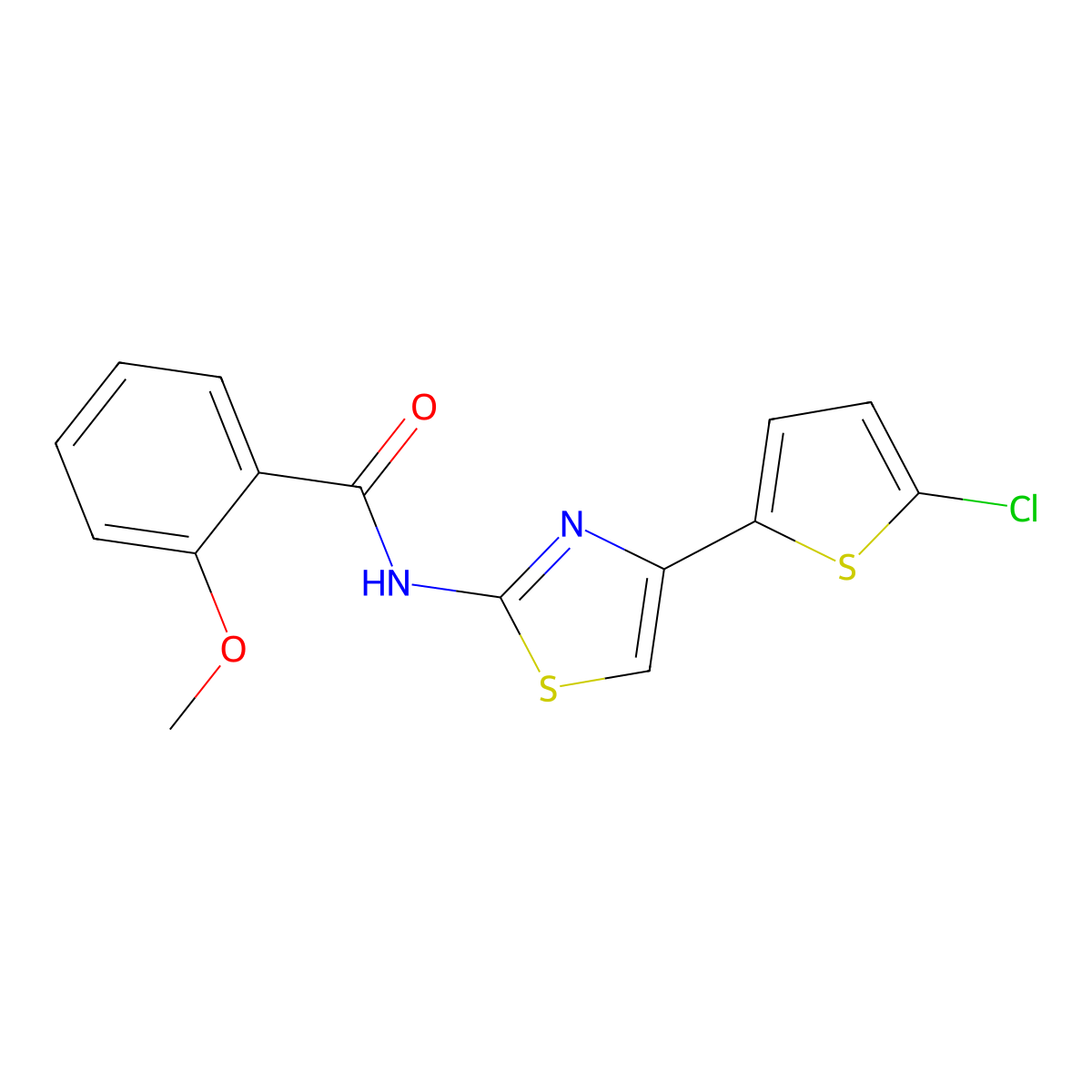 N-[4-(5-chlorothiophen-2-yl)-1,3-thiazol-2-yl]-2-methoxybenzamide molecular structure, CAS 391225-38-0