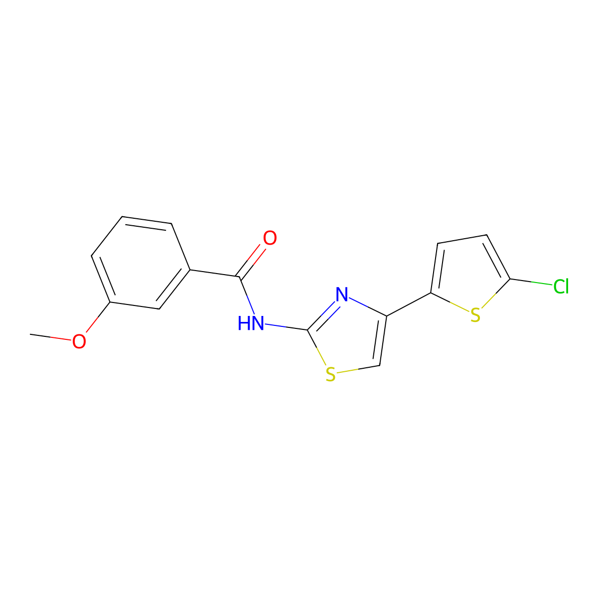 N-[4-(5-chlorothiophen-2-yl)-1,3-thiazol-2-yl]-3-methoxybenzamide molecular structure, CAS 391225-39-1