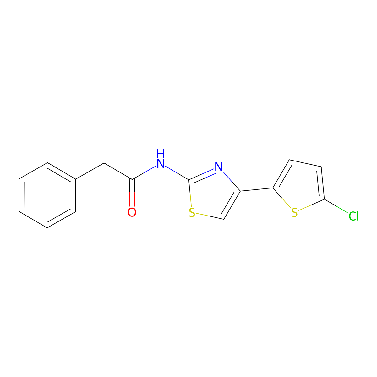 N-(4-(5-chlorothiophen-2-yl)thiazol-2-yl)-2-phenylacetamide molecular structure, CAS 391225-40-4