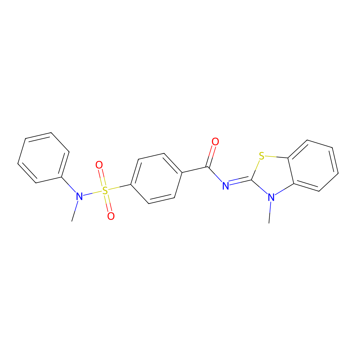 N-(3-methyl-1,3-benzothiazol-2-ylidene)-4-[methyl(phenyl)sulfamoyl]benzamide molecular structure, CAS 391225-42-6