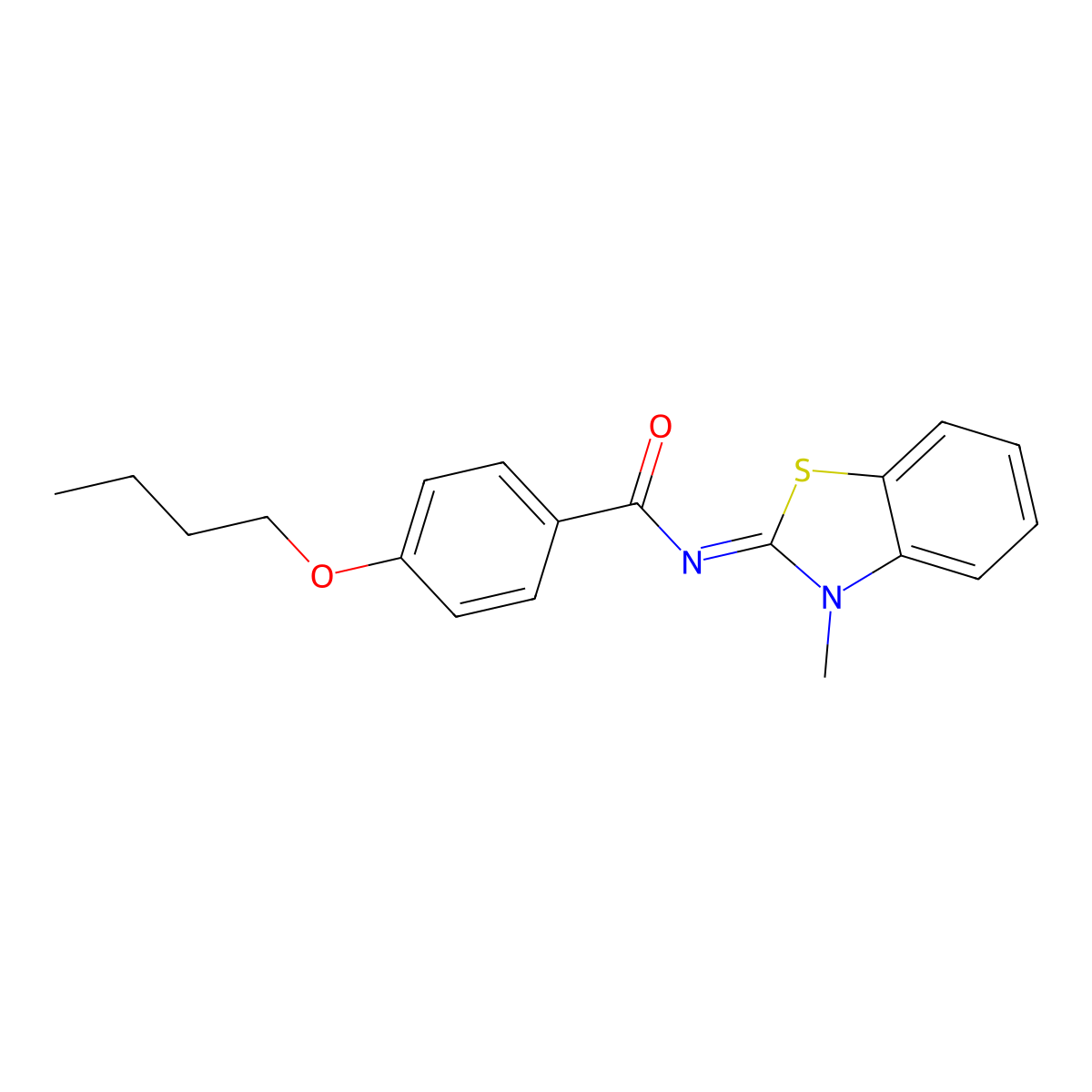 (Z)-4-butoxy-N-(3-methylbenzo[d]thiazol-2(3H)-ylidene)benzamide molecular structure, CAS 391225-43-7