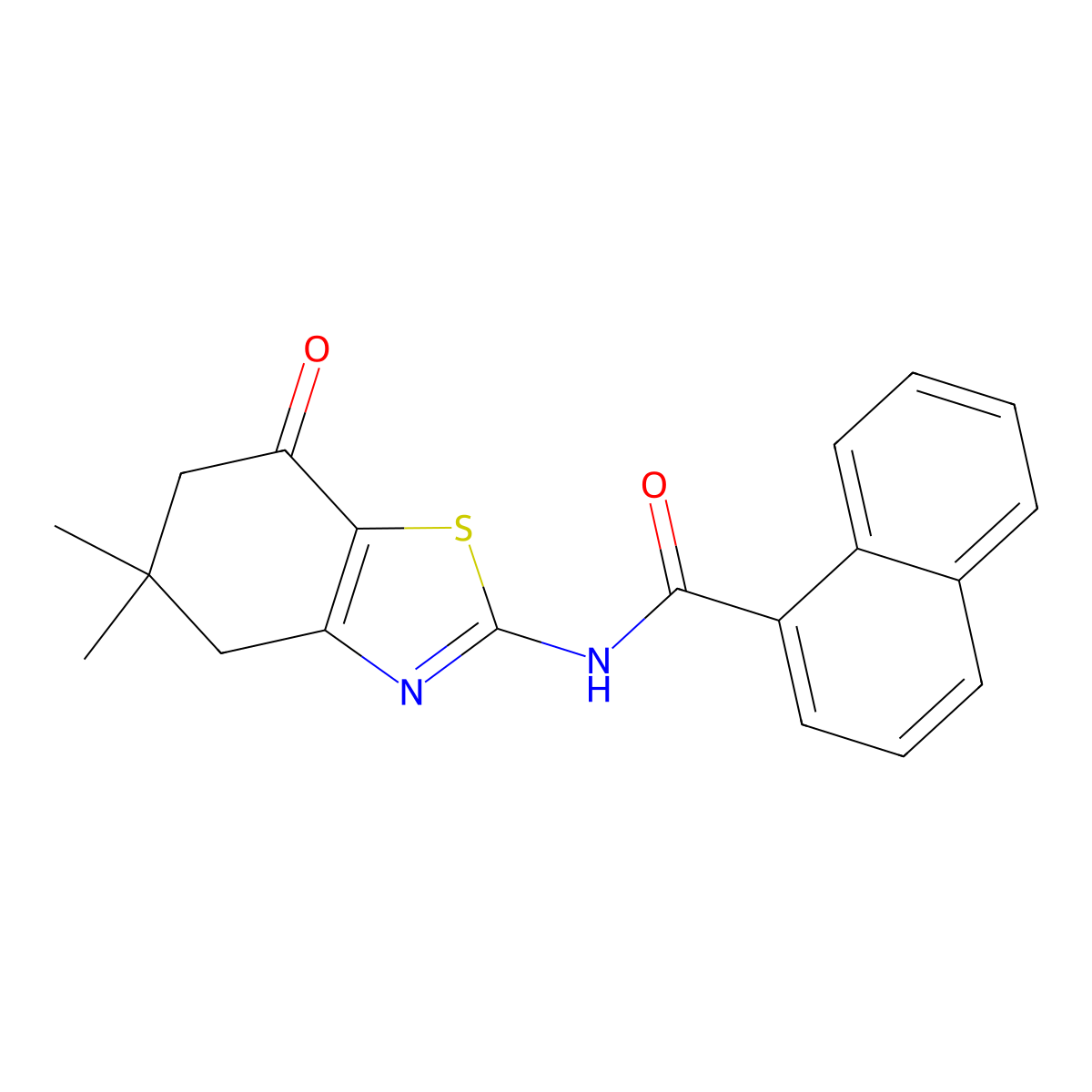 N-(5,5-dimethyl-7-oxo-4,5,6,7-tetrahydrobenzo[d]thiazol-2-yl)-1-naphthamide molecular structure, CAS 391225-46-0