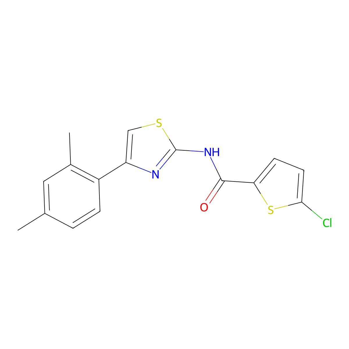 5-chloro-N-[4-(2,4-dimethylphenyl)-1,3-thiazol-2-yl]thiophene-2-carboxamide molecular structure, CAS 391225-50-6