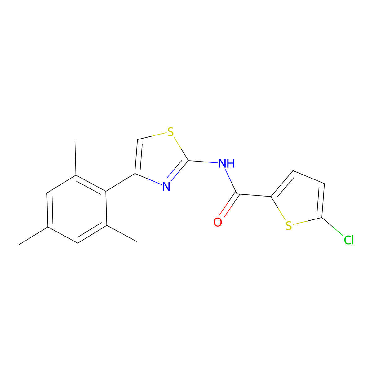 5-chloro-N-[4-(2,4,6-trimethylphenyl)-1,3-thiazol-2-yl]thiophene-2-carboxamide molecular structure, CAS 391225-57-3