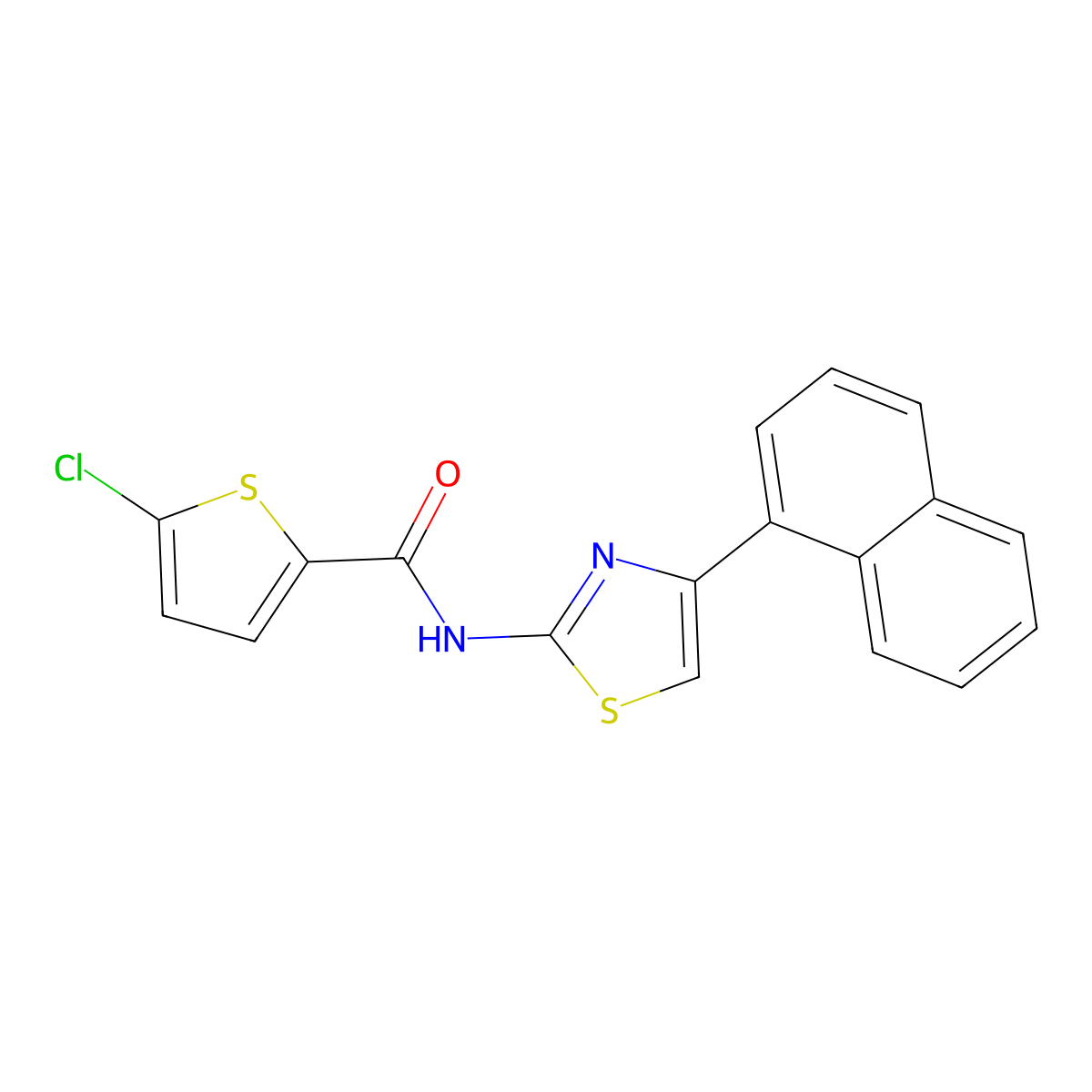 5-chloro-N-(4-(naphthalen-1-yl)thiazol-2-yl)thiophene-2-carboxamide molecular structure, CAS 391225-58-4