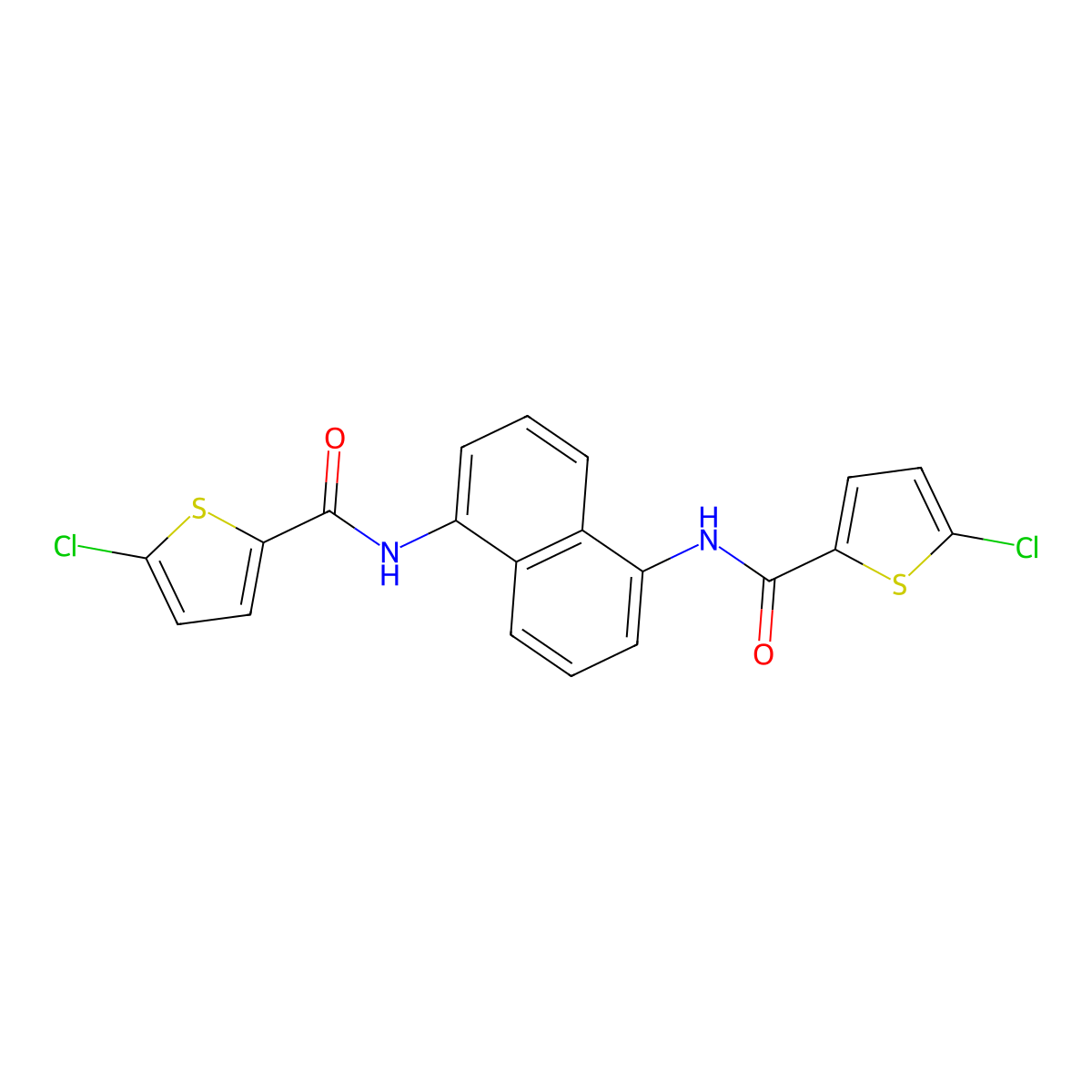 5-chloro-N-[5-[(5-chlorothiophene-2-carbonyl)amino]naphthalen-1-yl]thiophene-2-carboxamide molecular structure, CAS 391225-61-9