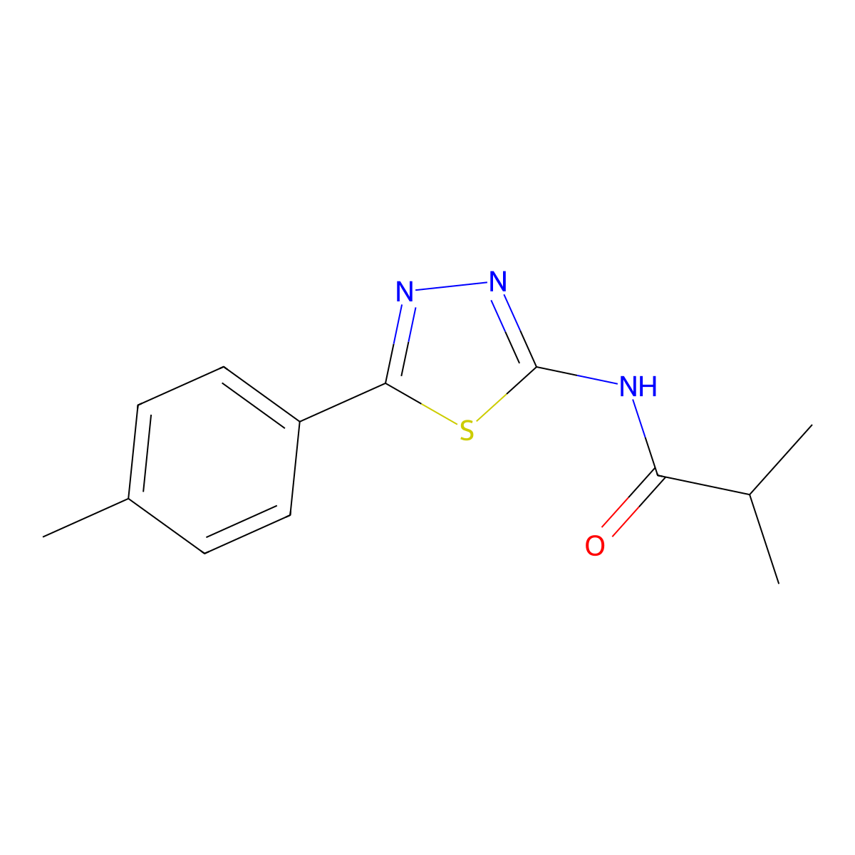 2-methyl-N-[5-(4-methylphenyl)-1,3,4-thiadiazol-2-yl]propanamide molecular structure, CAS 391225-98-2