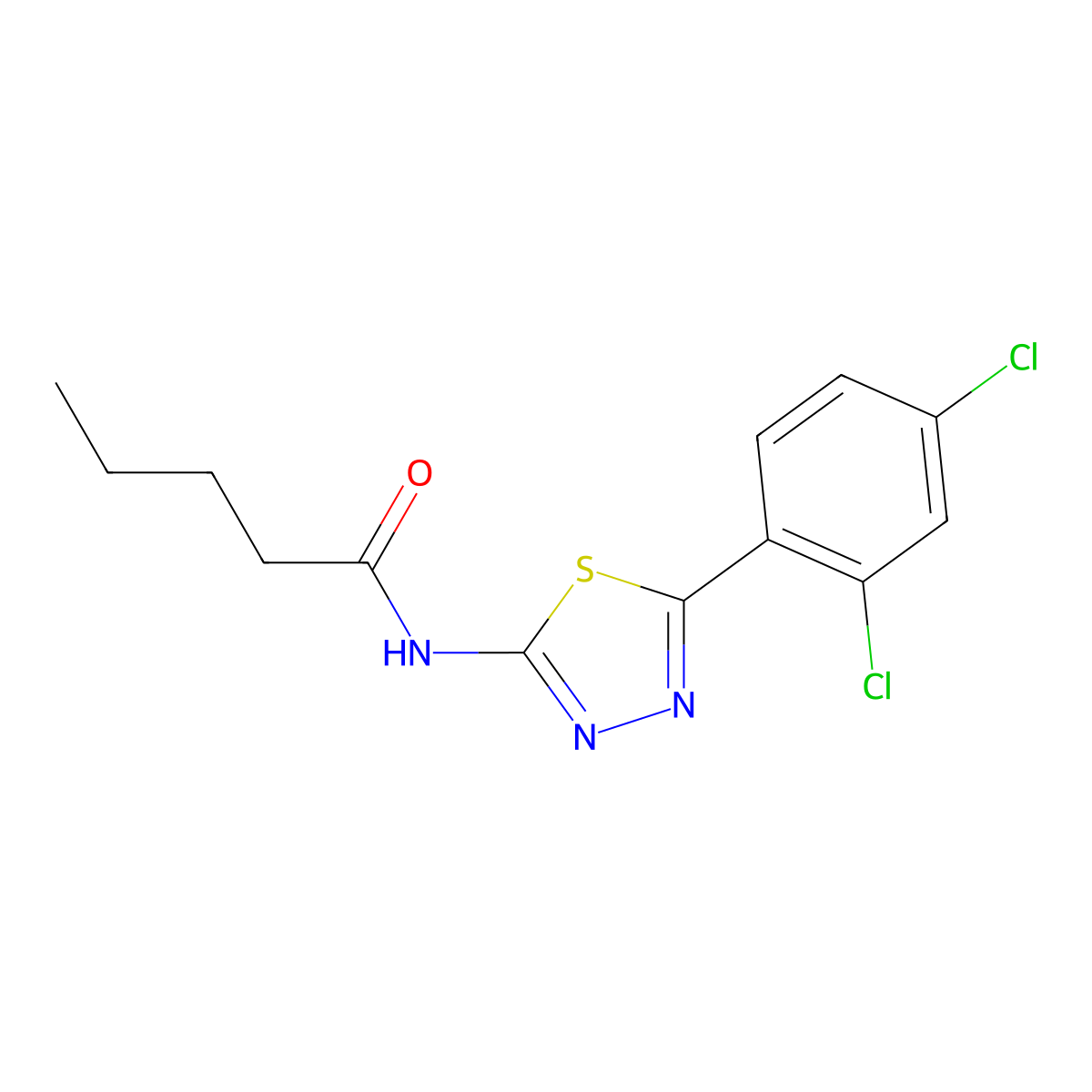 N-[5-(2,4-dichlorophenyl)-1,3,4-thiadiazol-2-yl]pentanamide molecular structure, CAS 391226-05-4