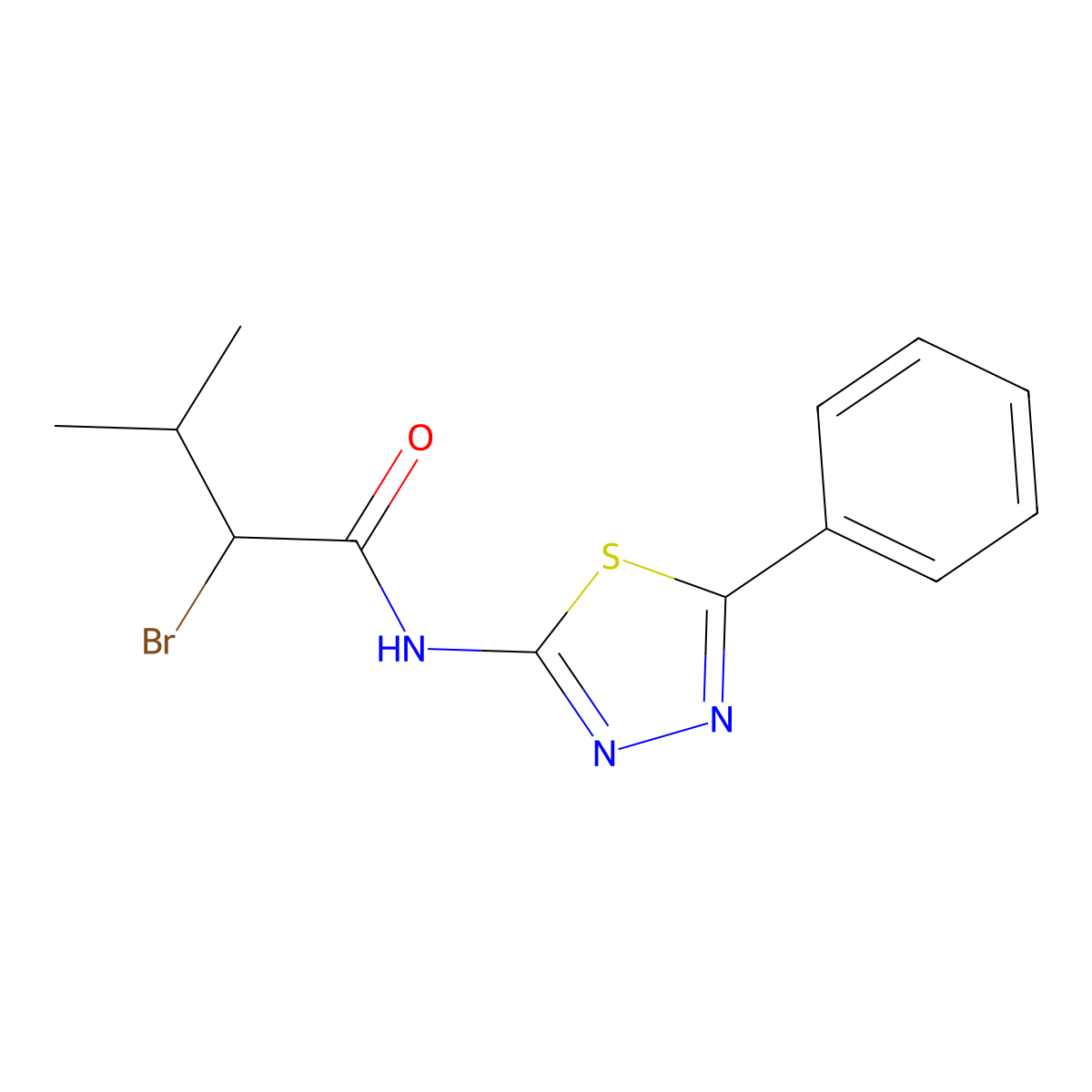 2-bromo-3-methyl-N-(5-phenyl-1,3,4-thiadiazol-2-yl)butanamide molecular structure, CAS 391226-08-7