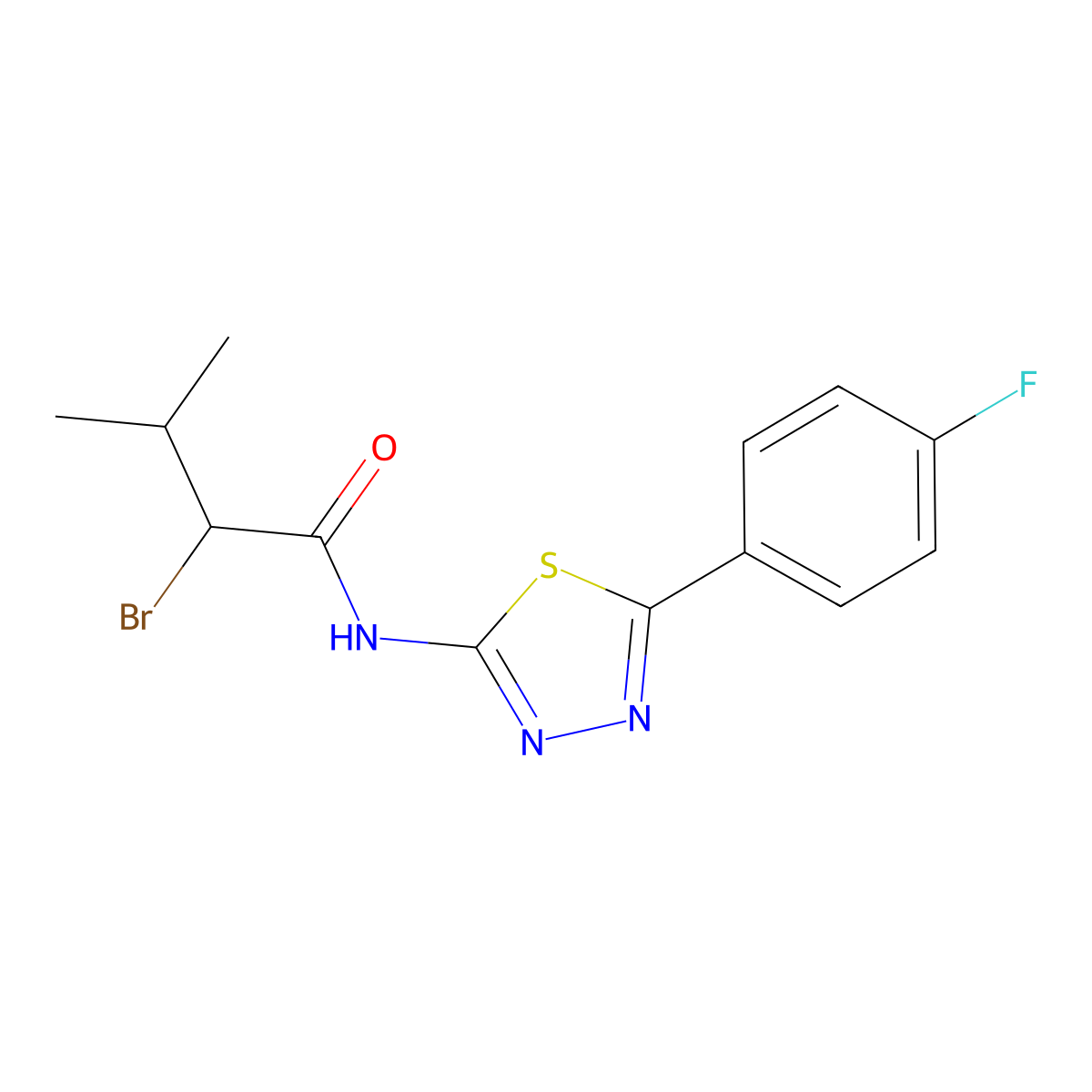 2-bromo-N-[5-(4-fluorophenyl)-1,3,4-thiadiazol-2-yl]-3-methylbutanamide molecular structure, CAS 391226-11-2