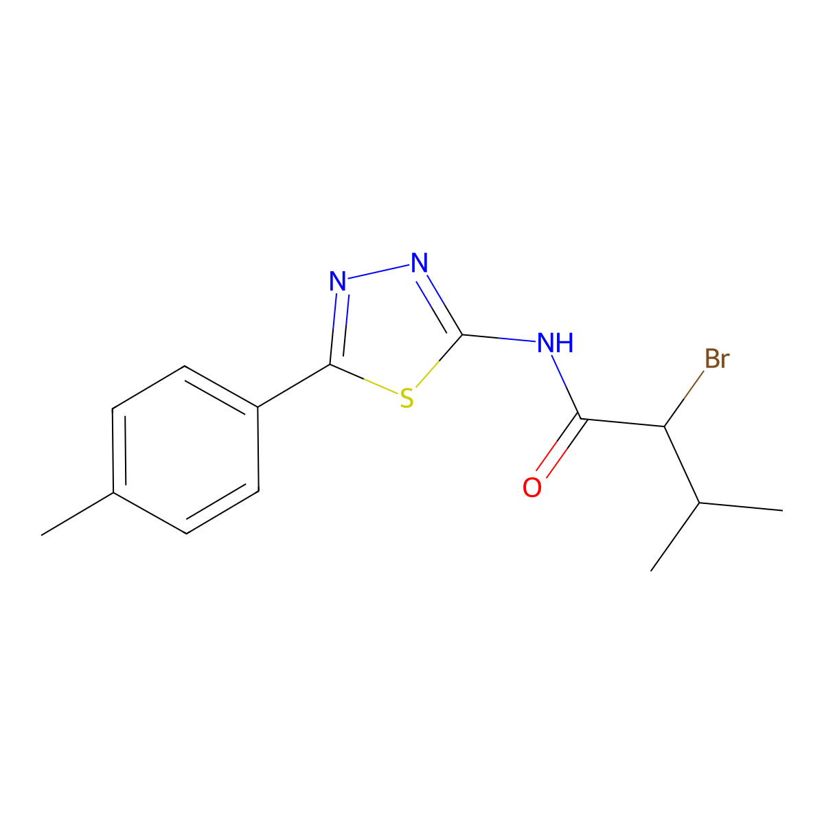 2-bromo-3-methyl-N-[5-(4-methylphenyl)-1,3,4-thiadiazol-2-yl]butanamide molecular structure, CAS 391226-12-3