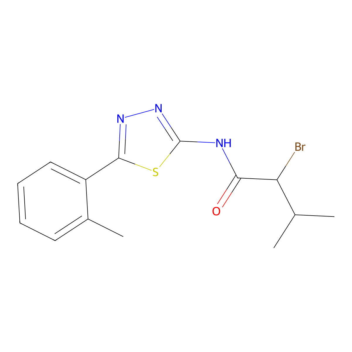 2-bromo-3-methyl-N-[5-(2-methylphenyl)-1,3,4-thiadiazol-2-yl]butanamide molecular structure, CAS 391226-13-4