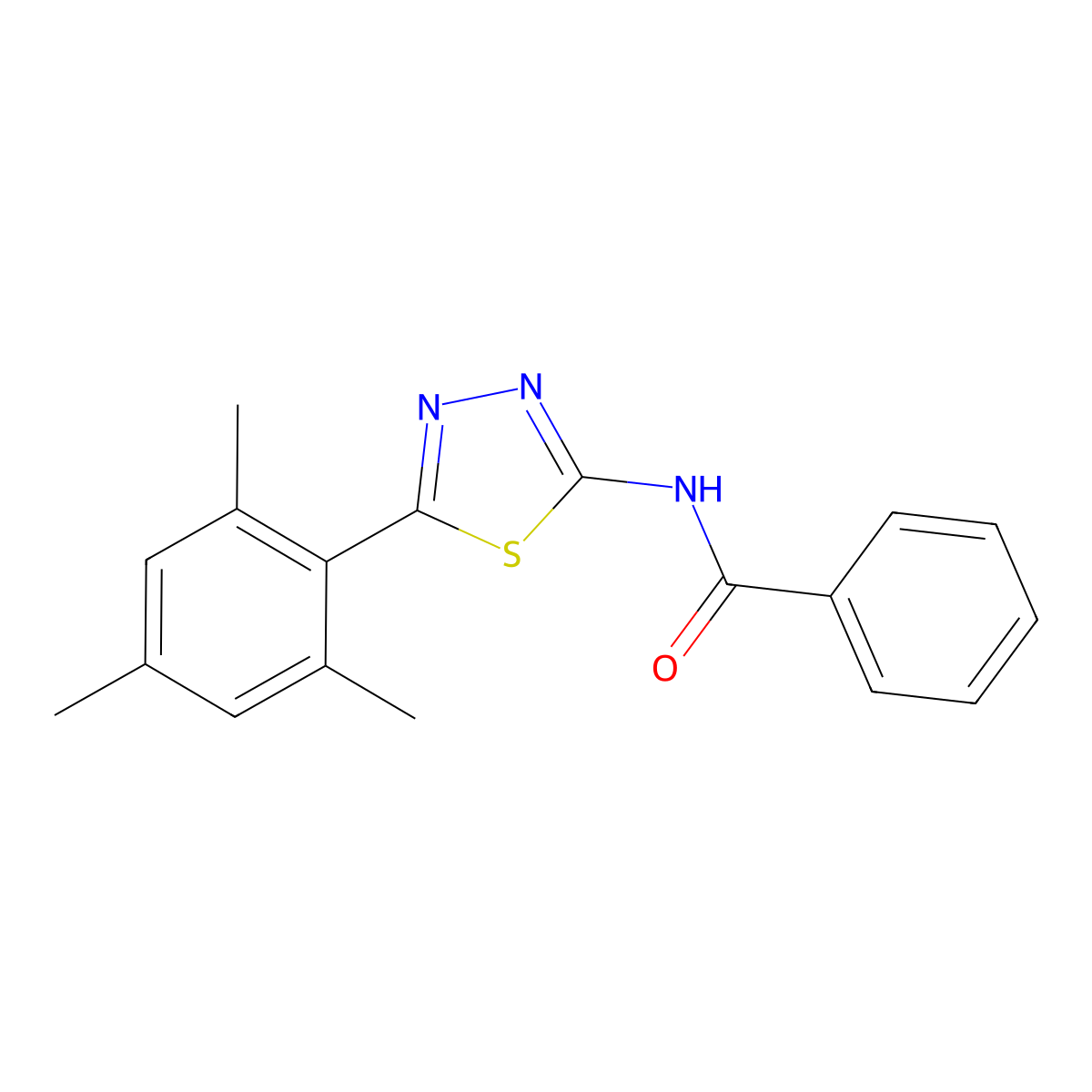 N-[5-(2,4,6-trimethylphenyl)-1,3,4-thiadiazol-2-yl]benzamide molecular structure, CAS 391226-16-7