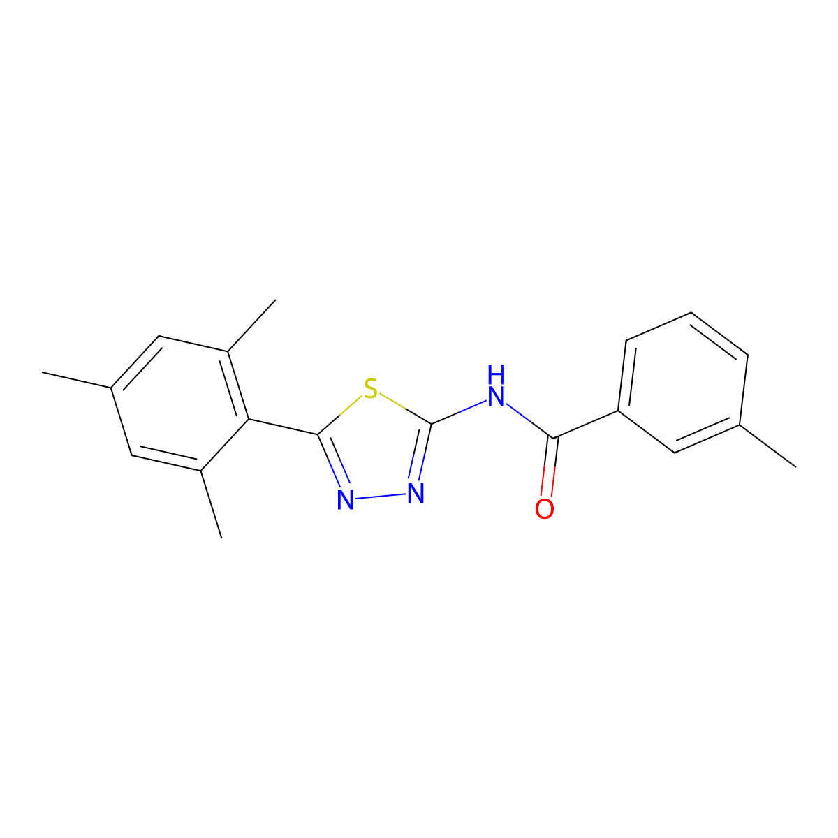3-methyl-N-[5-(2,4,6-trimethylphenyl)-1,3,4-thiadiazol-2-yl]benzamide molecular structure, CAS 391226-24-7