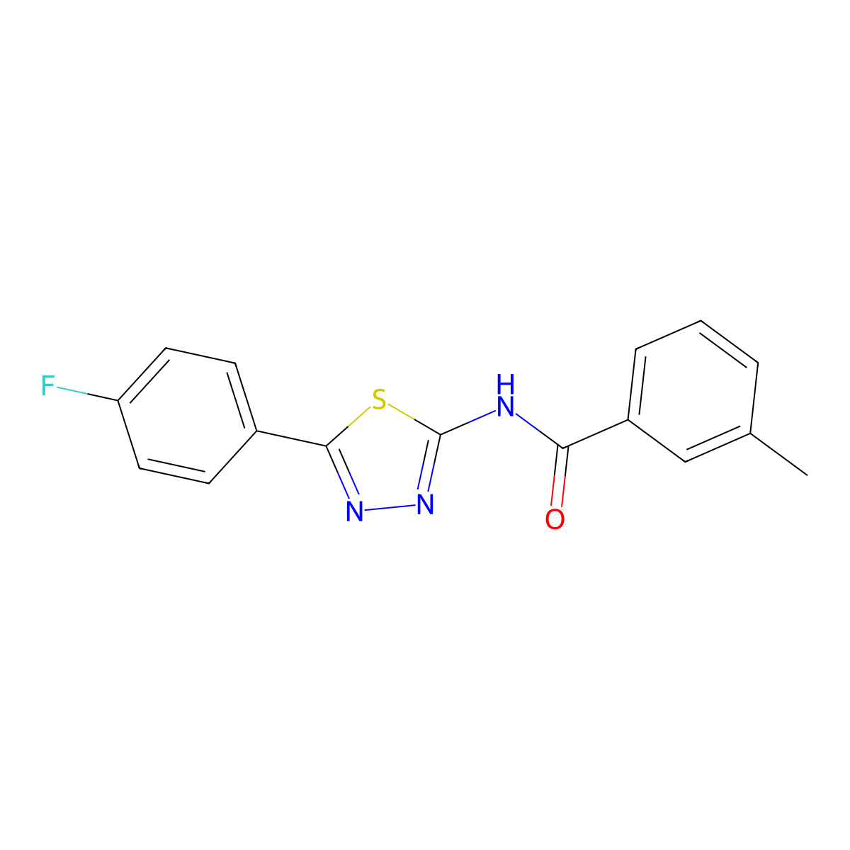 N-[5-(4-fluorophenyl)-1,3,4-thiadiazol-2-yl]-3-methylbenzamide molecular structure, CAS 391226-25-8