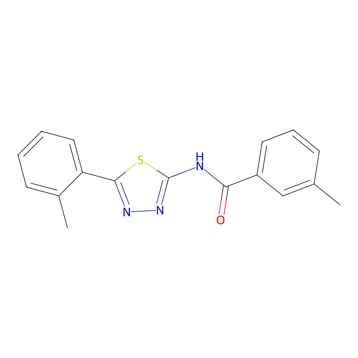 3-methyl-N-[5-(2-methylphenyl)-1,3,4-thiadiazol-2-yl]benzamide molecular structure, CAS 391226-26-9