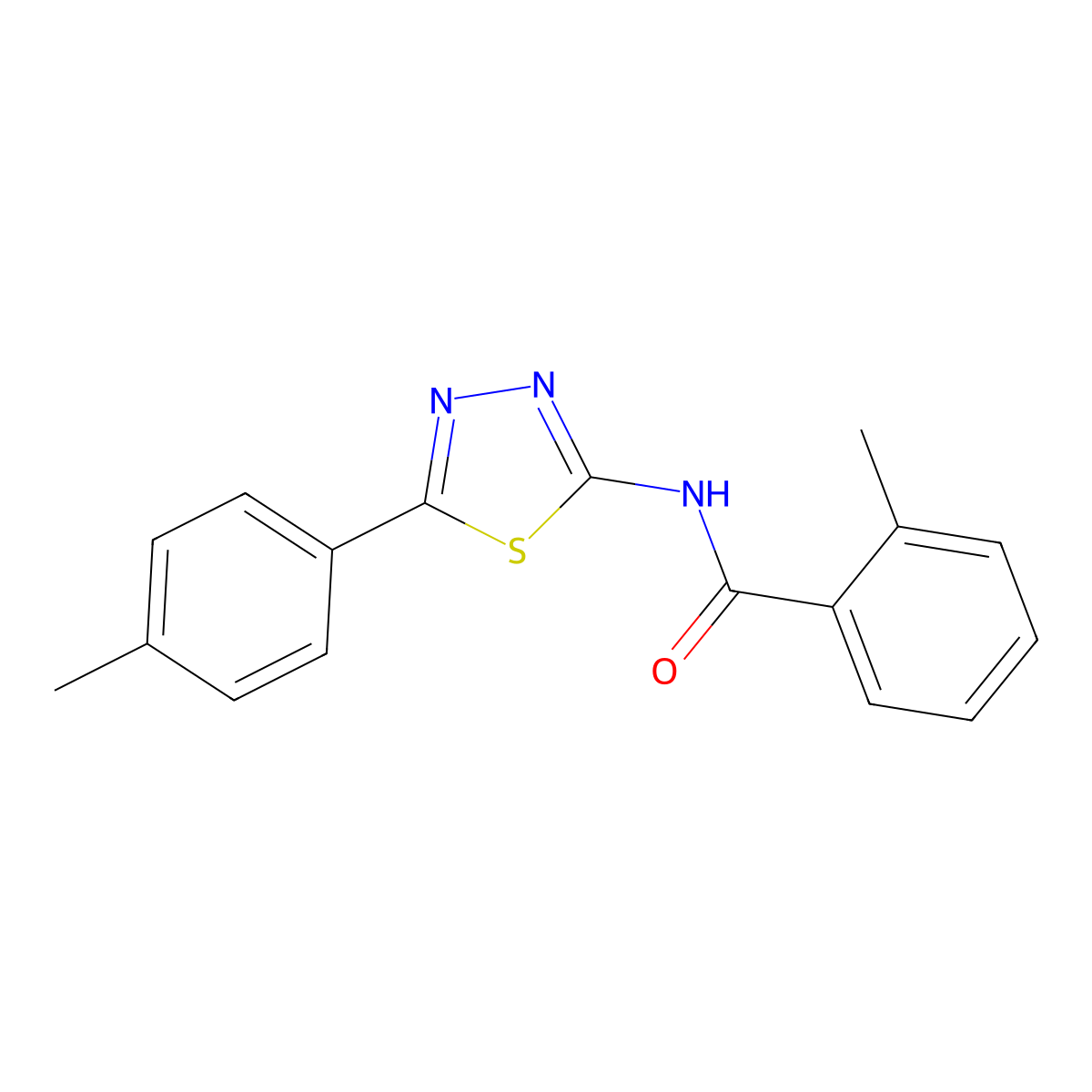 2-methyl-N-[5-(4-methylphenyl)-1,3,4-thiadiazol-2-yl]benzamide molecular structure, CAS 391226-31-6