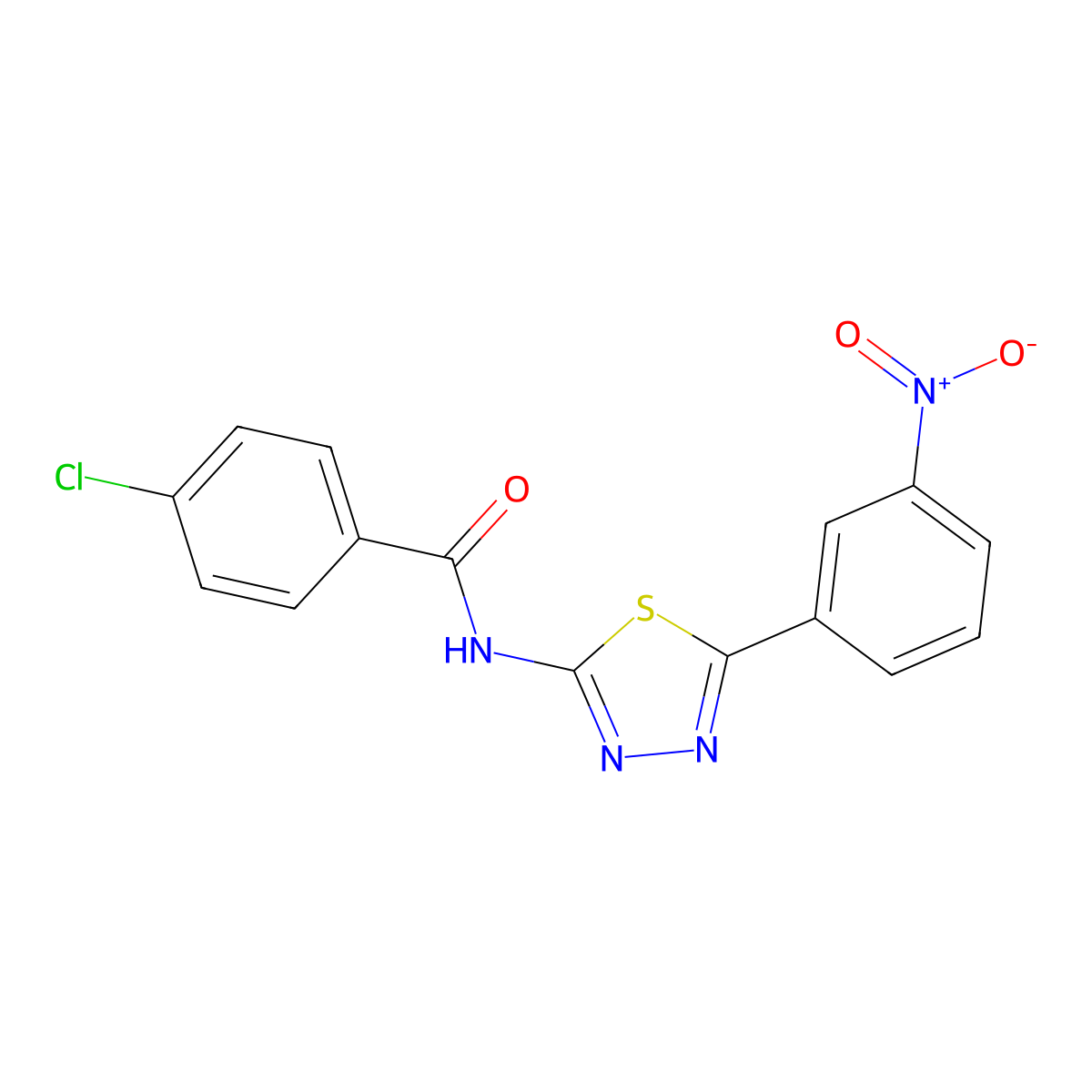 4-chloro-N-[5-(3-nitrophenyl)-1,3,4-thiadiazol-2-yl]benzamide molecular structure, CAS 391226-35-0