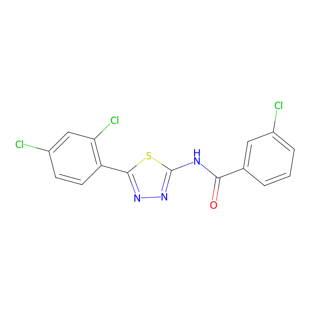 3-chloro-N-[5-(2,4-dichlorophenyl)-1,3,4-thiadiazol-2-yl]benzamide molecular structure, CAS 391226-44-1
