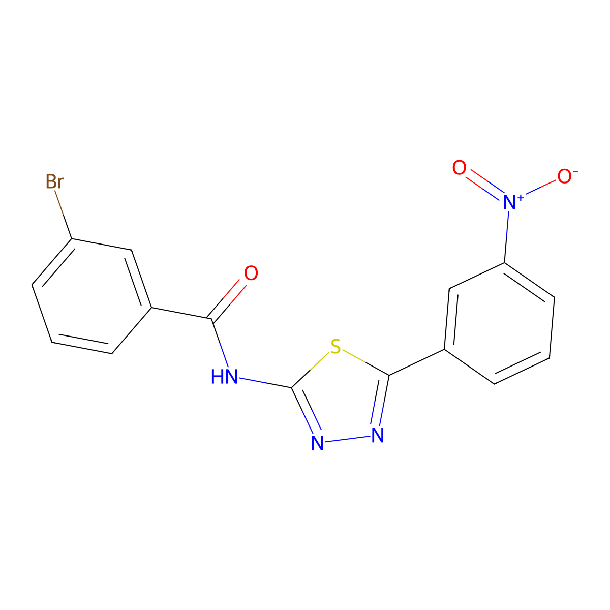 3-bromo-N-[5-(3-nitrophenyl)-1,3,4-thiadiazol-2-yl]benzamide molecular structure, CAS 391226-59-8