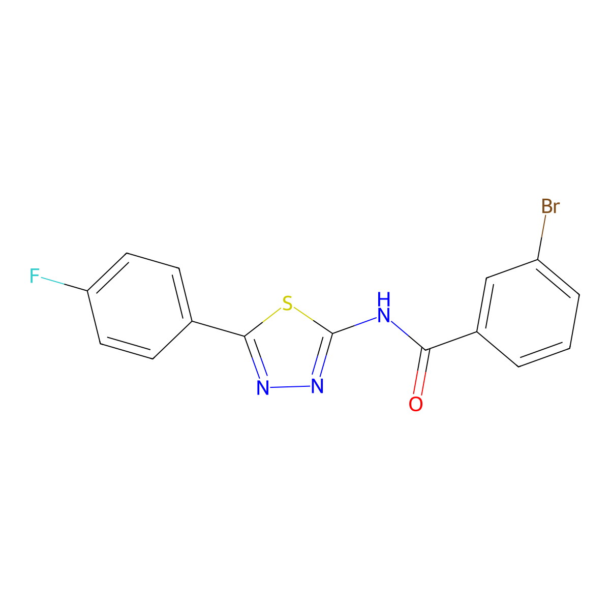 3-bromo-N-[5-(4-fluorophenyl)-1,3,4-thiadiazol-2-yl]benzamide molecular structure, CAS 391226-60-1