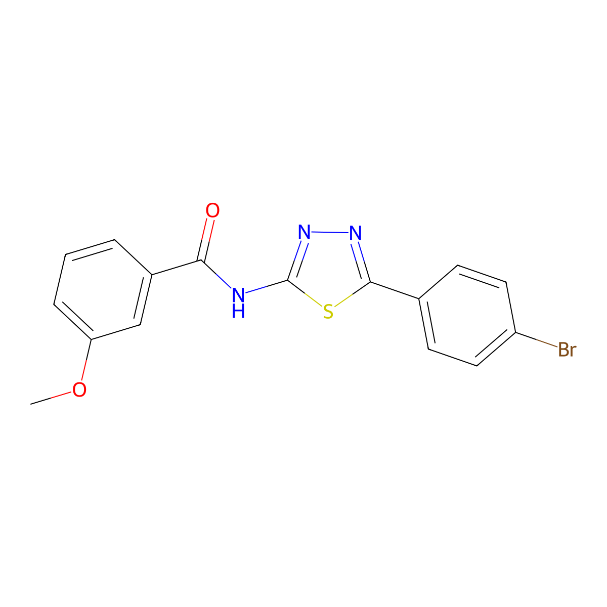 N-[5-(4-bromophenyl)-1,3,4-thiadiazol-2-yl]-3-methoxybenzamide molecular structure, CAS 391226-70-3
