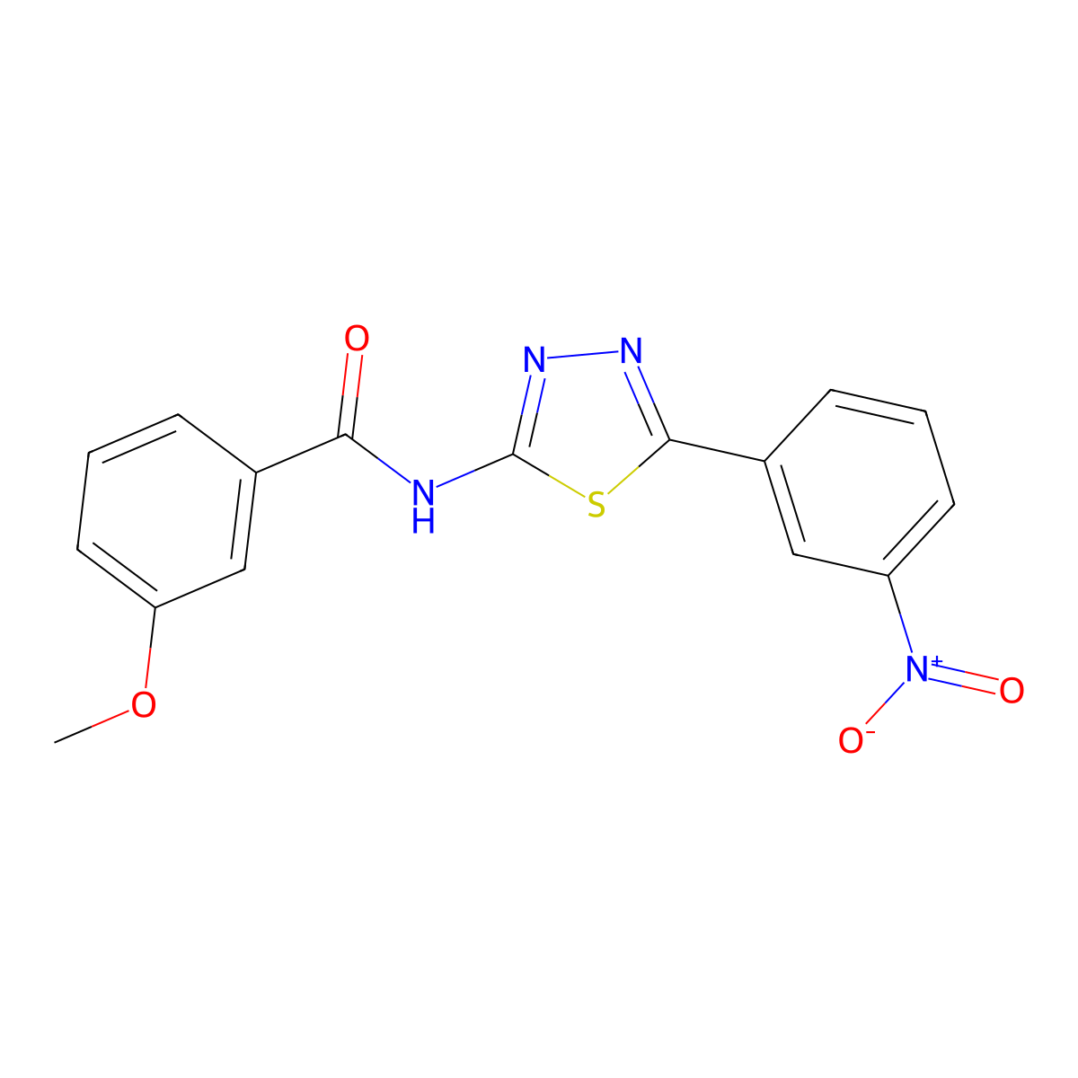 3-methoxy-N-[5-(3-nitrophenyl)-1,3,4-thiadiazol-2-yl]benzamide molecular structure, CAS 391226-73-6