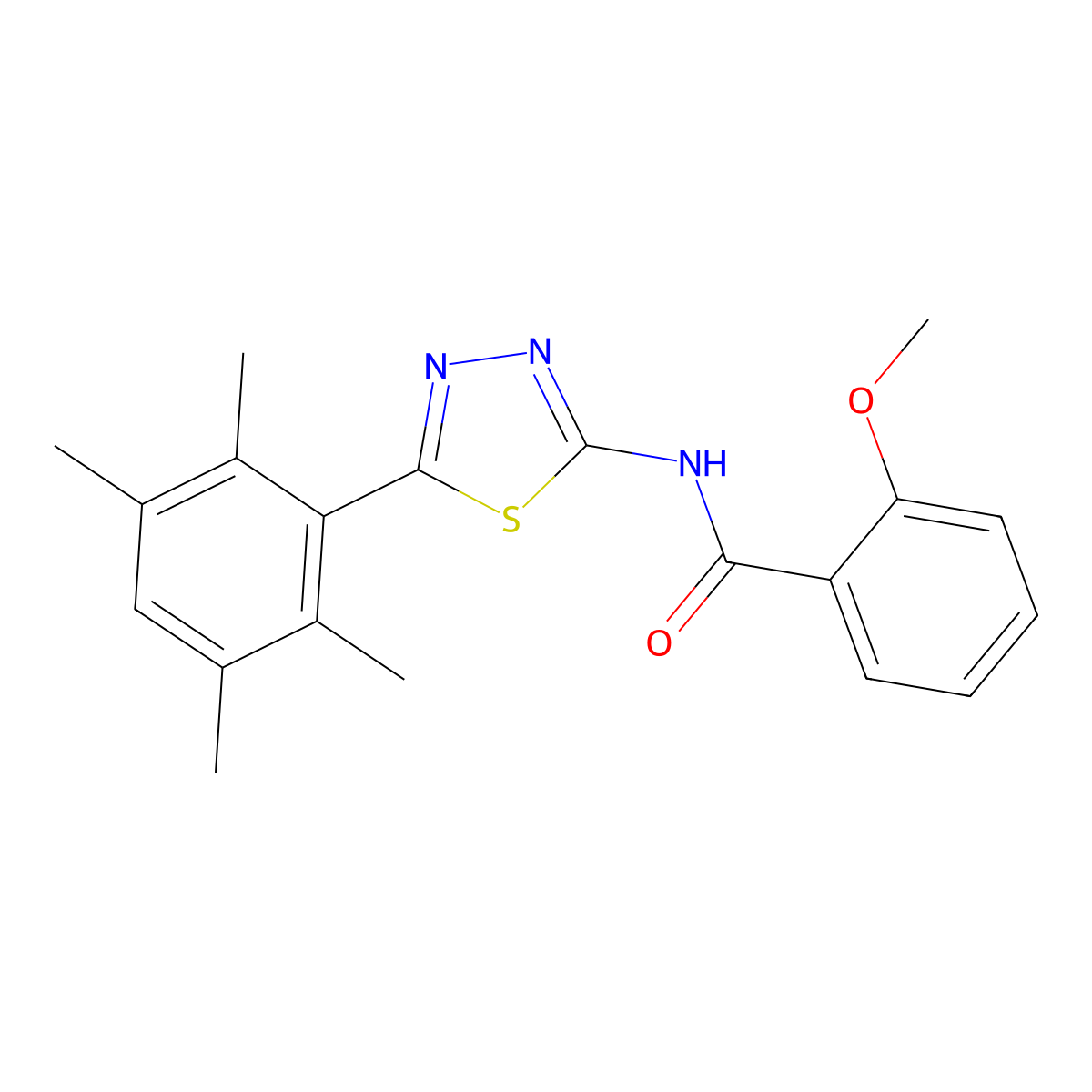 2-methoxy-N-[5-(2,3,5,6-tetramethylphenyl)-1,3,4-thiadiazol-2-yl]benzamide molecular structure, CAS 391226-83-8