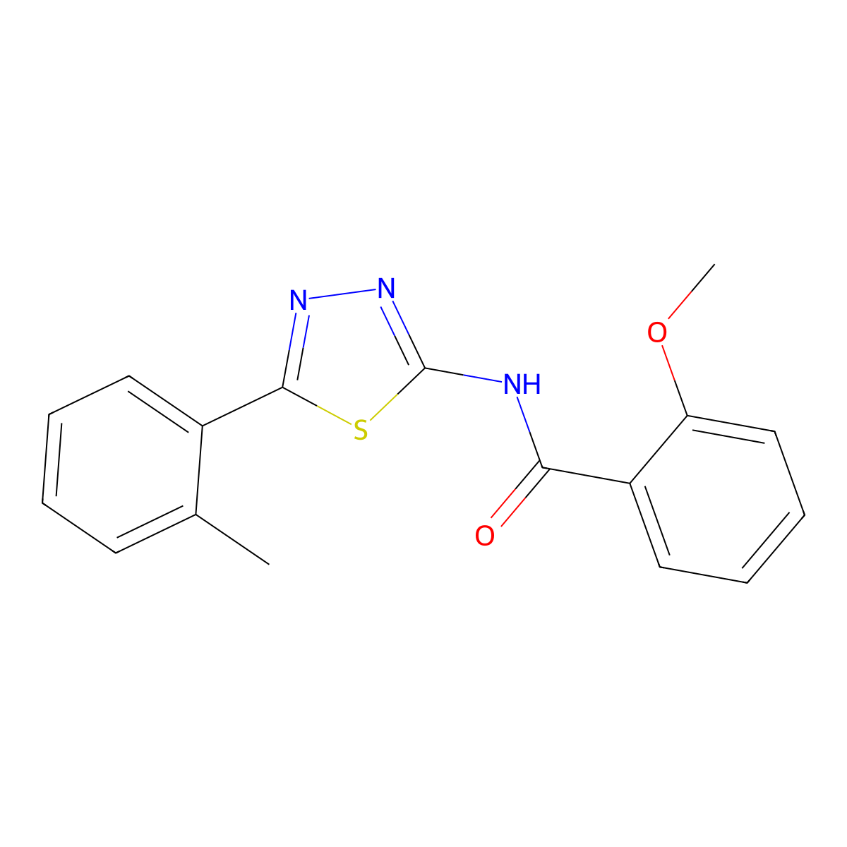 2-methoxy-N-[5-(2-methylphenyl)-1,3,4-thiadiazol-2-yl]benzamide molecular structure, CAS 391226-85-0