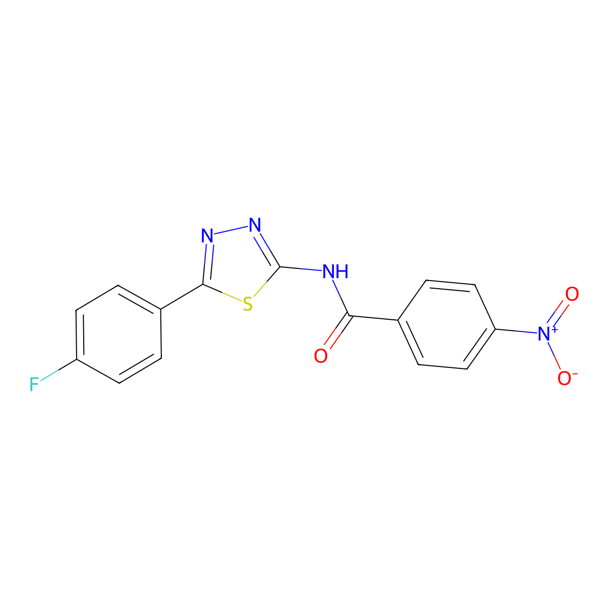 N-[5-(4-fluorophenyl)-1,3,4-thiadiazol-2-yl]-4-nitrobenzamide molecular structure, CAS 391226-86-1