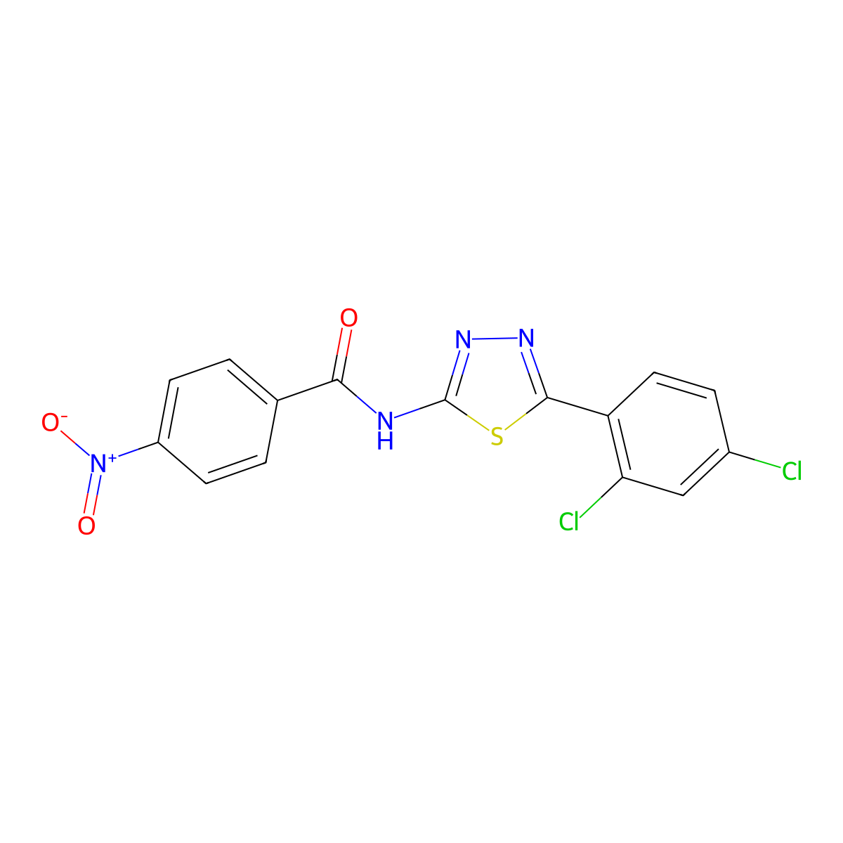 N-[5-(2,4-dichlorophenyl)-1,3,4-thiadiazol-2-yl]-4-nitrobenzamide molecular structure, CAS 391226-88-3