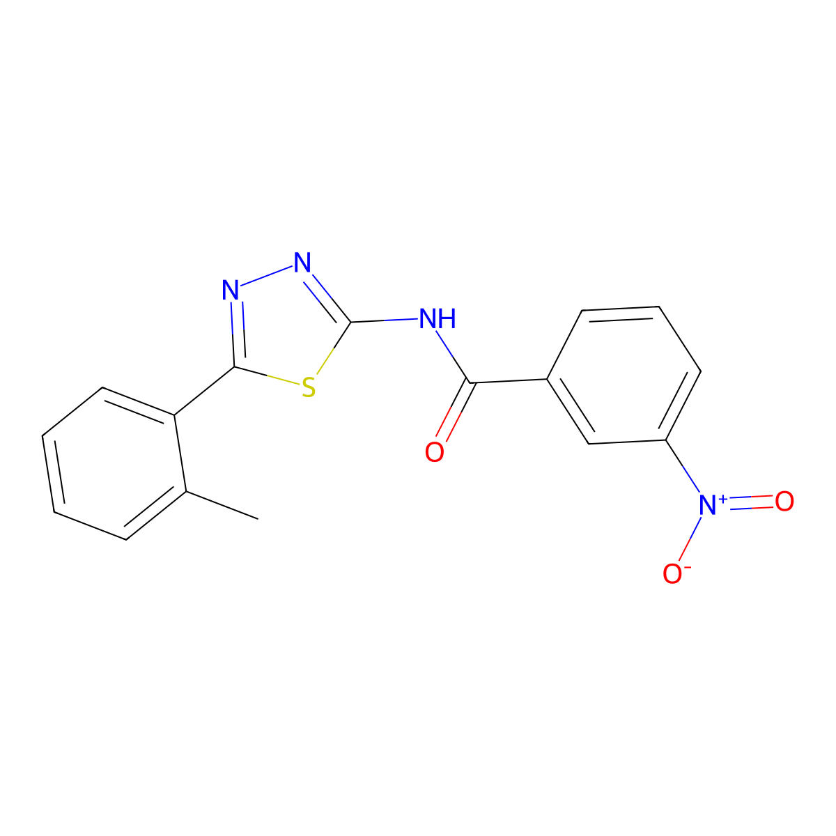 N-[5-(2-methylphenyl)-1,3,4-thiadiazol-2-yl]-3-nitrobenzamide molecular structure, CAS 391226-94-1