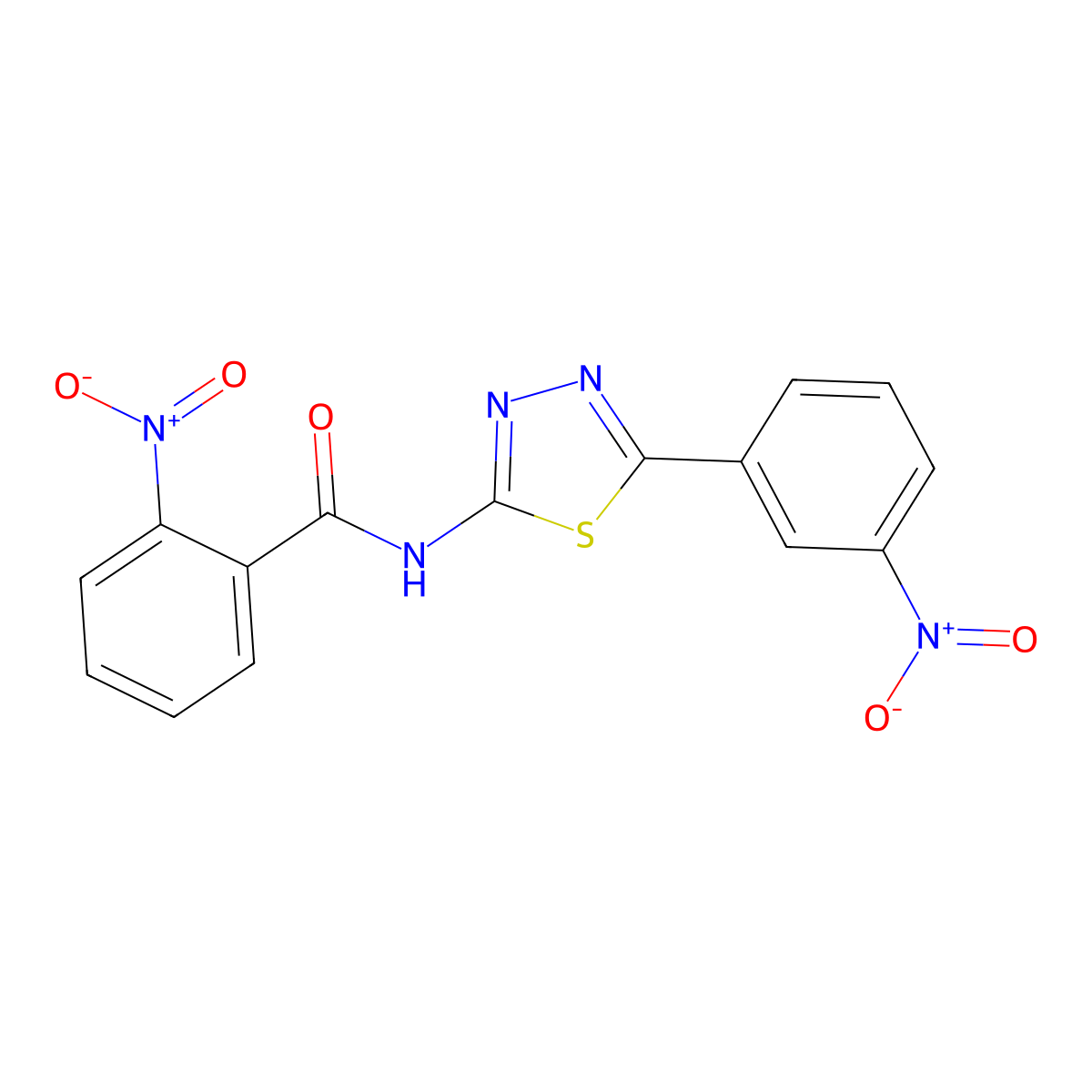 2-nitro-N-[5-(3-nitrophenyl)-1,3,4-thiadiazol-2-yl]benzamide molecular structure, CAS 391226-98-5