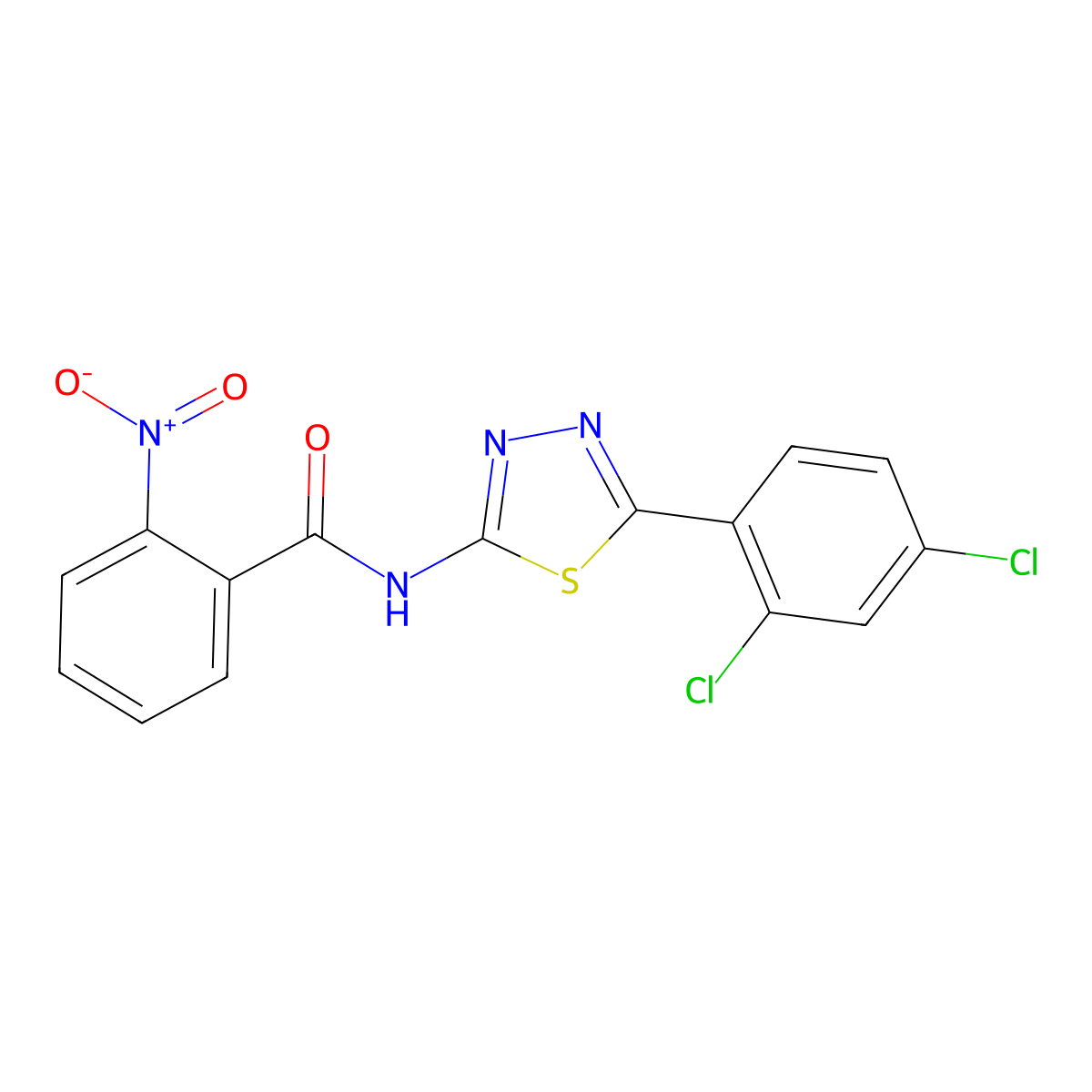 N-[5-(2,4-dichlorophenyl)-1,3,4-thiadiazol-2-yl]-2-nitrobenzamide molecular structure, CAS 391227-00-2