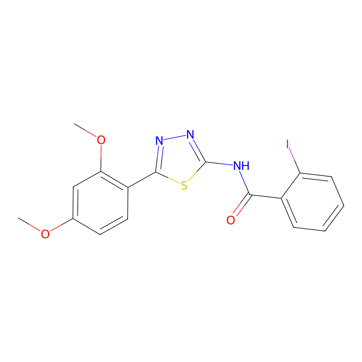 N-[5-(2,4-dimethoxyphenyl)-1,3,4-thiadiazol-2-yl]-2-iodobenzamide molecular structure, CAS 391227-01-3
