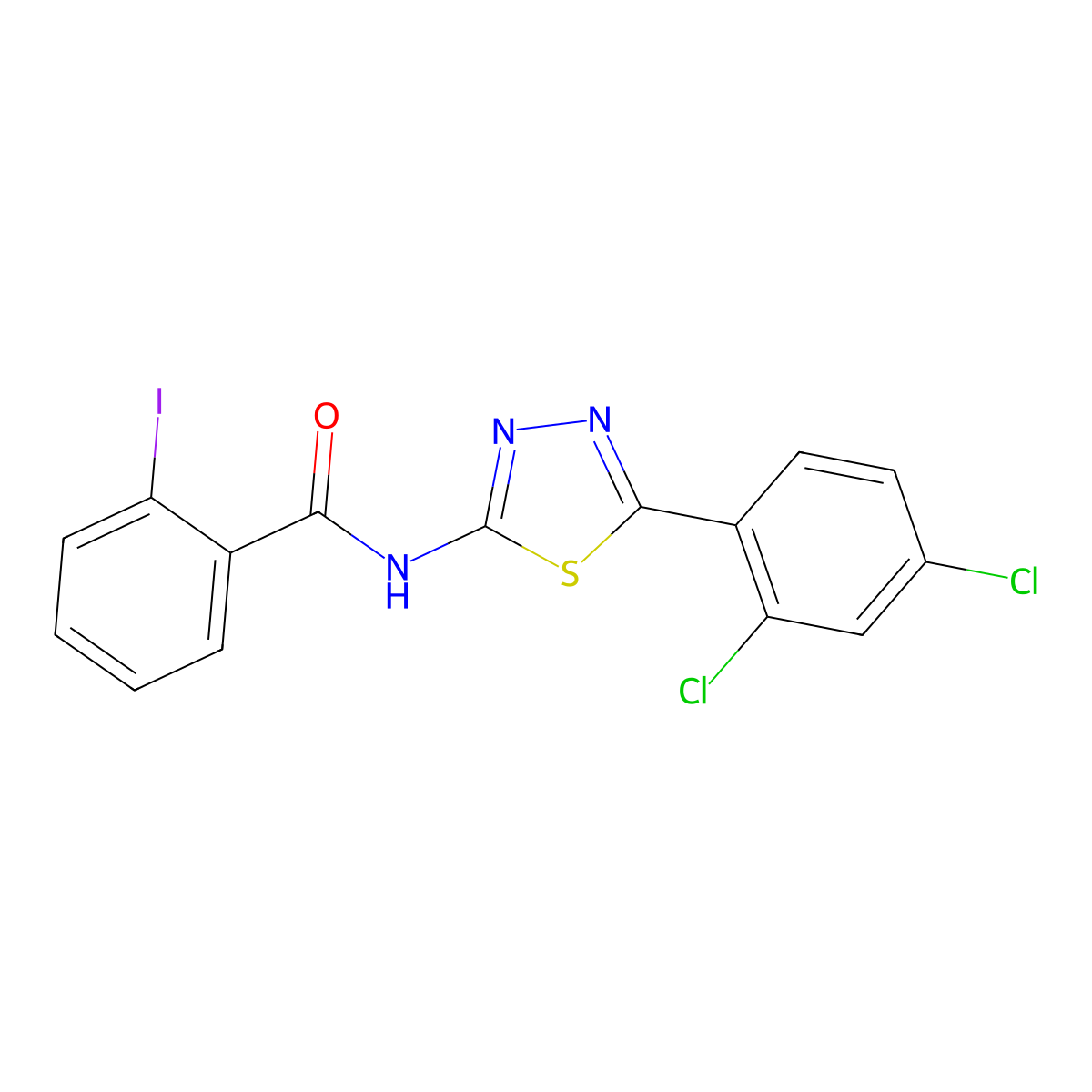 N-[5-(2,4-dichlorophenyl)-1,3,4-thiadiazol-2-yl]-2-iodobenzamide molecular structure, CAS 391227-06-8