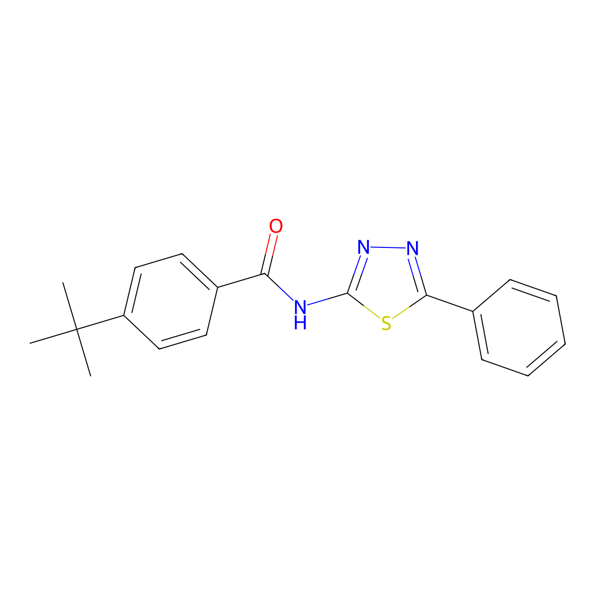 4-tert-butyl-N-(5-phenyl-1,3,4-thiadiazol-2-yl)benzamide molecular structure, CAS 391227-16-0