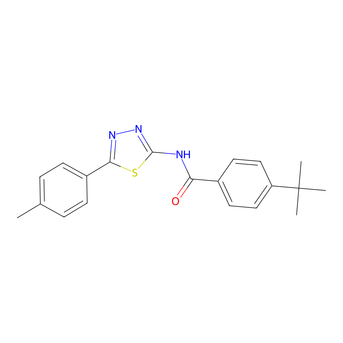 4-tert-butyl-N-[5-(4-methylphenyl)-1,3,4-thiadiazol-2-yl]benzamide molecular structure, CAS 391227-20-6